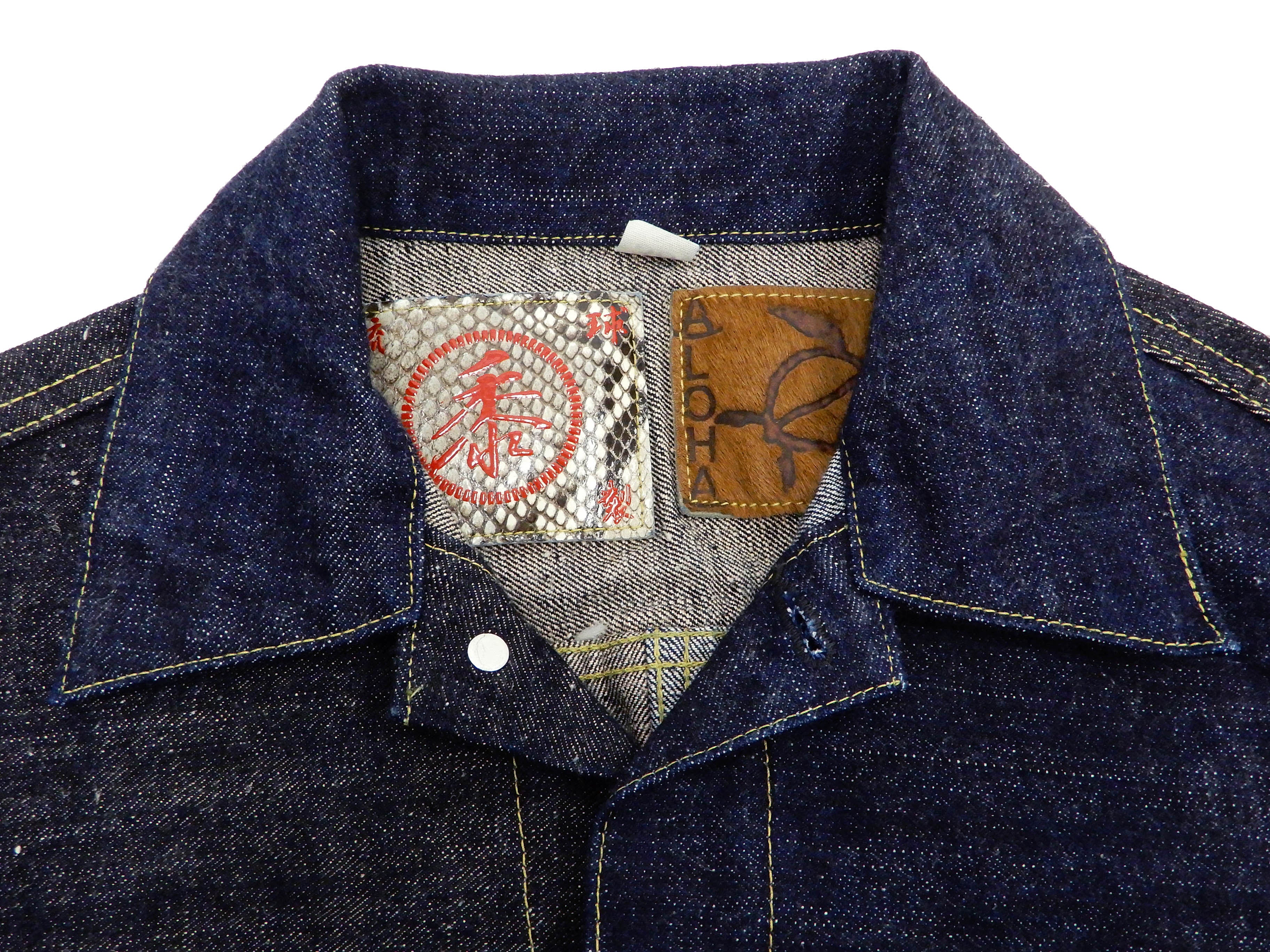 Sugar Cane Jacket Men's Mixed Denim Panel Colour Block Jean Jacket SC10701 One-Wash - Image 10