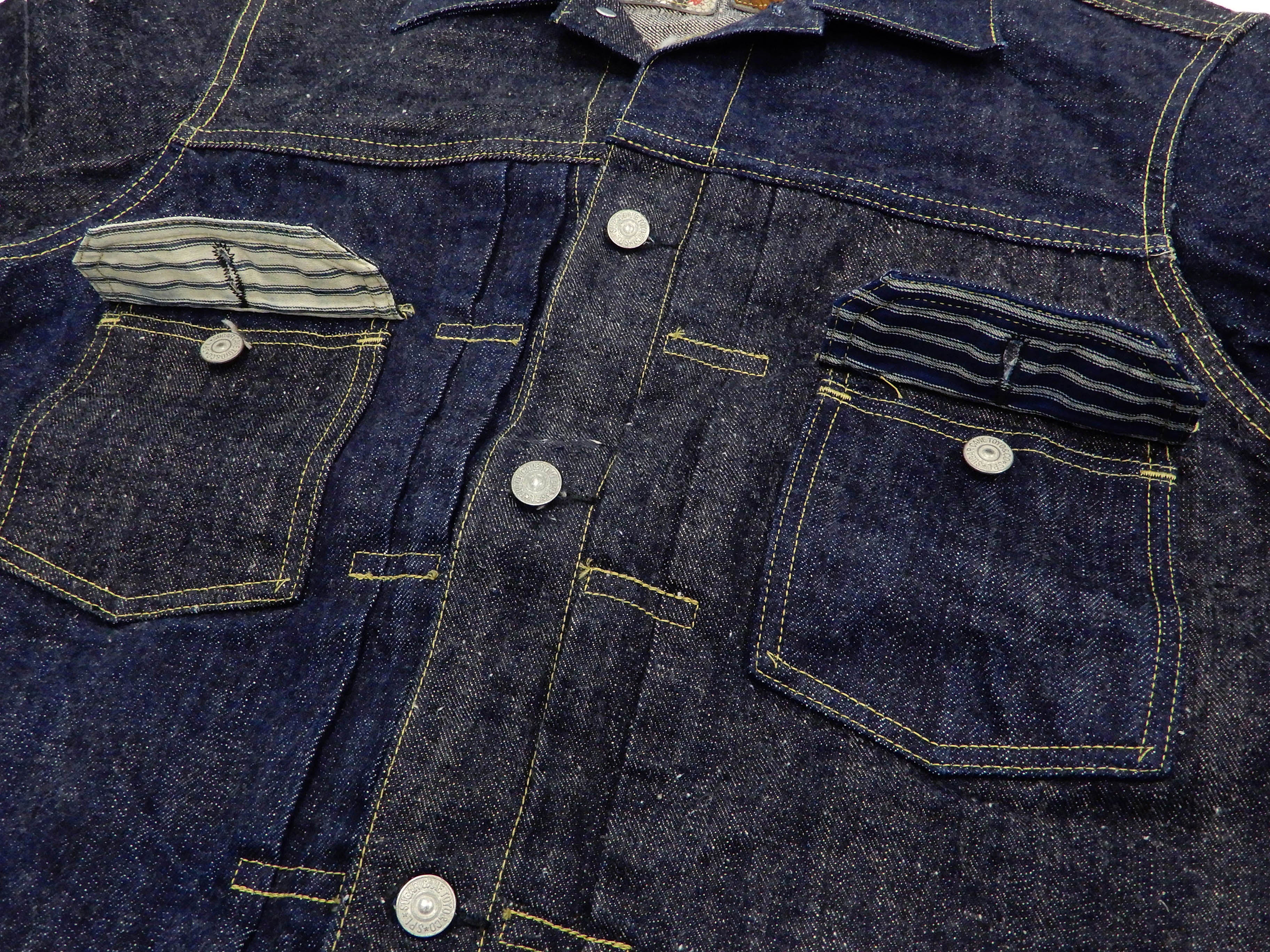 Sugar Cane Jacket Men's Mixed Denim Panel Colour Block Jean Jacket SC10701 One-Wash - Image 11