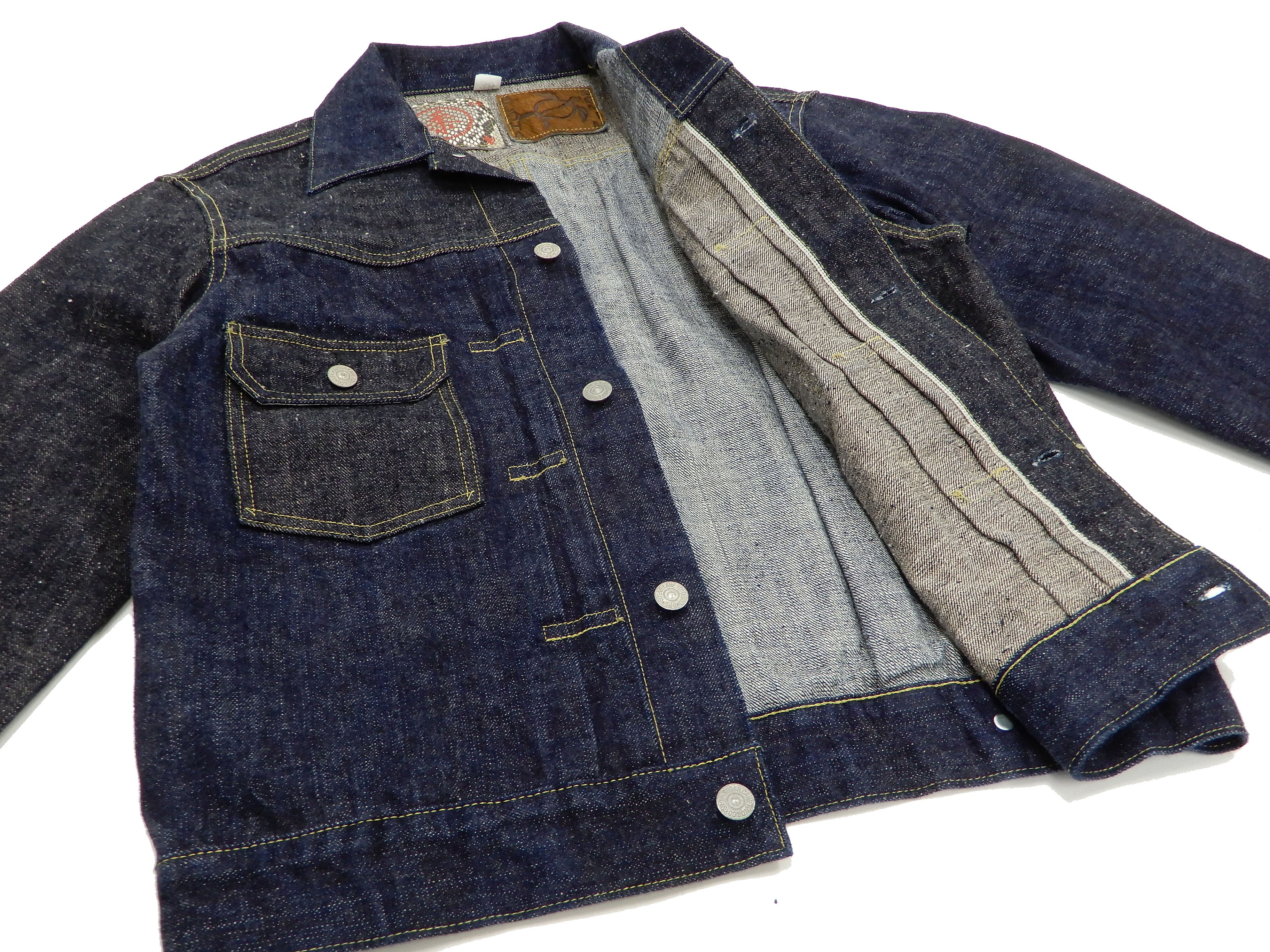 Sugar Cane Jacket Men's Mixed Denim Panel Colour Block Jean Jacket SC10701 One-Wash - Image 13