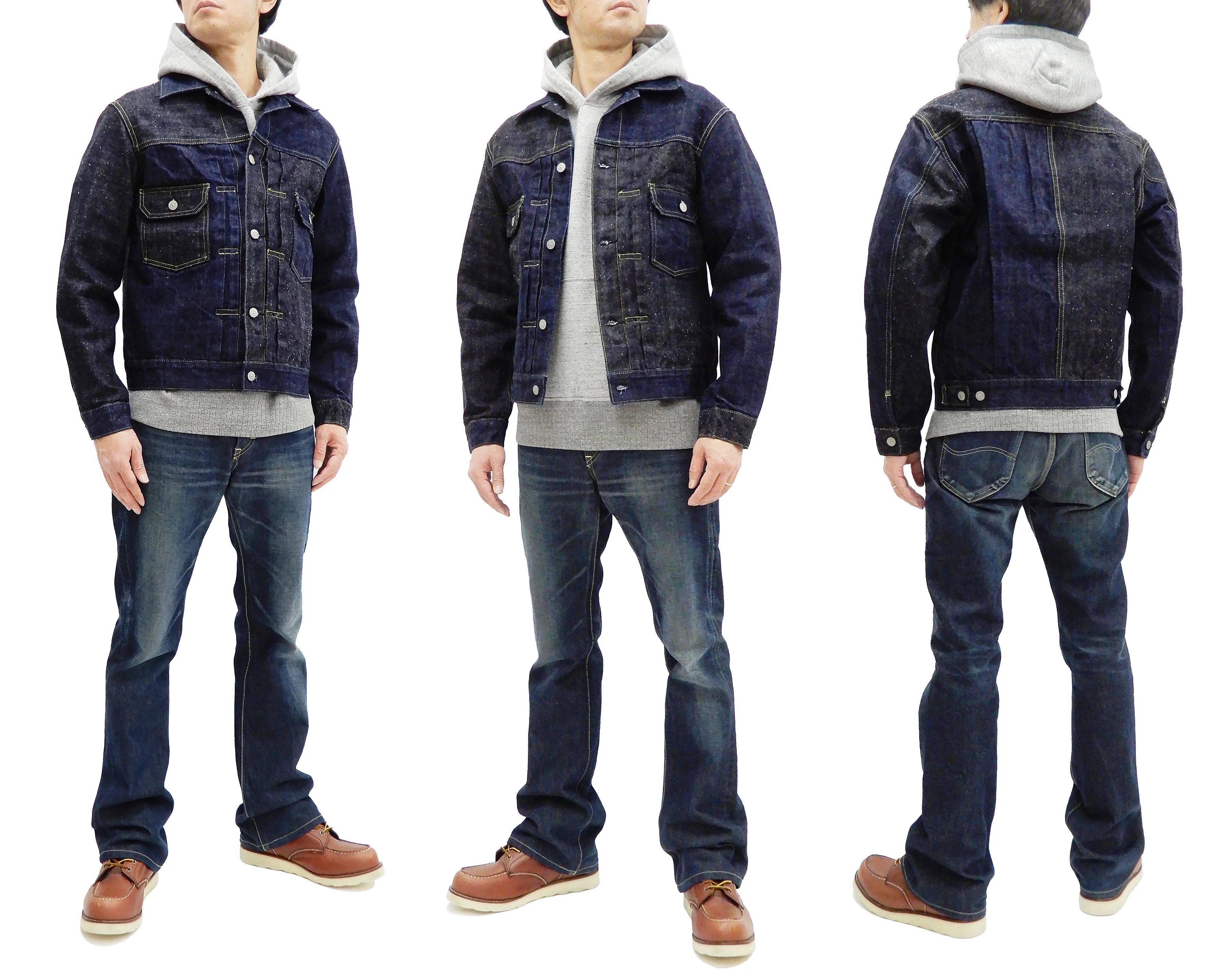Sugar Cane Jacket Men's Mixed Denim Panel Colour Block Jean Jacket SC10701 One-Wash - Image 5