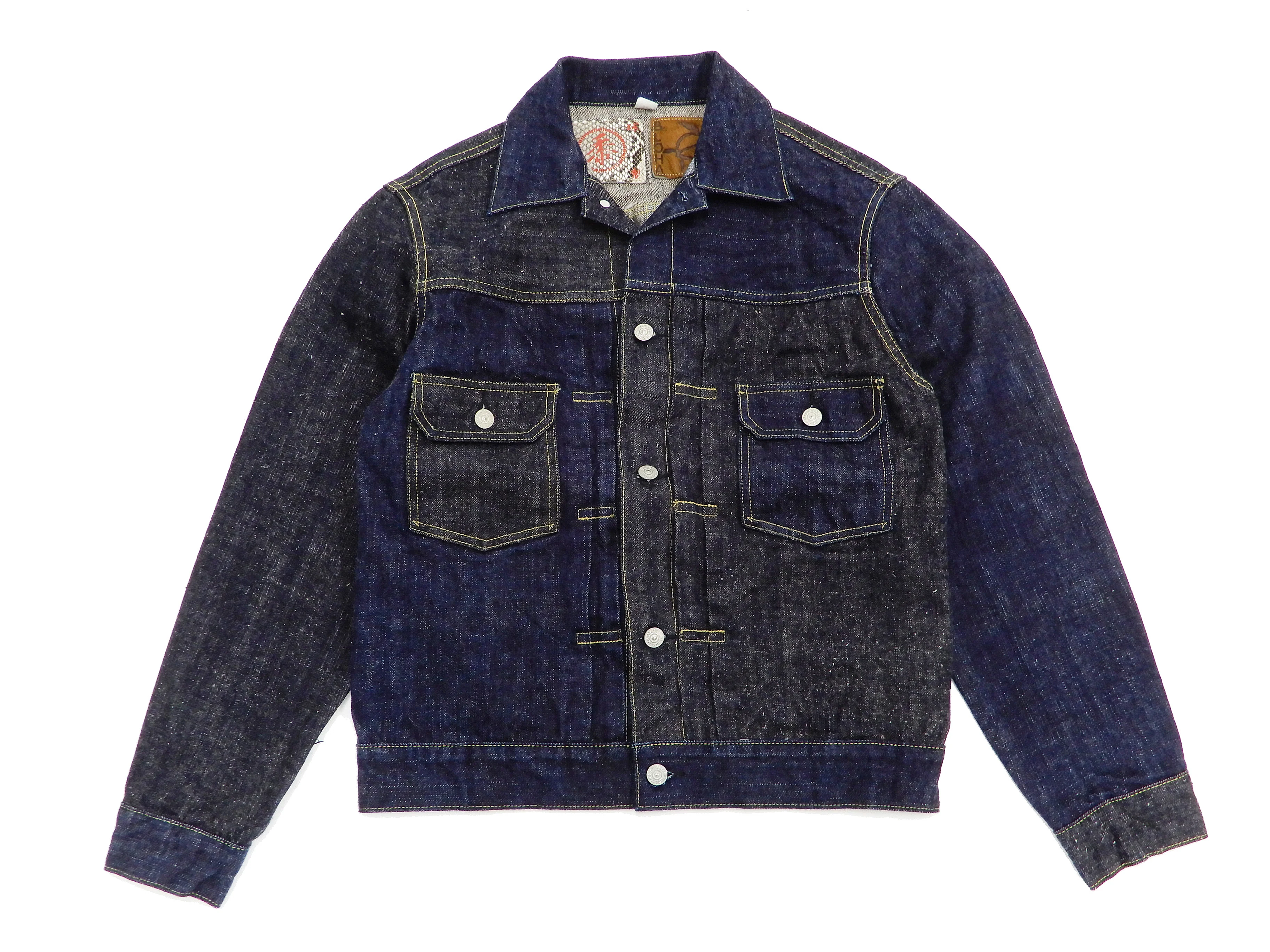 Sugar Cane Jacket Men's Mixed Denim Panel Colour Block Jean Jacket SC10701 One-Wash - Image 8