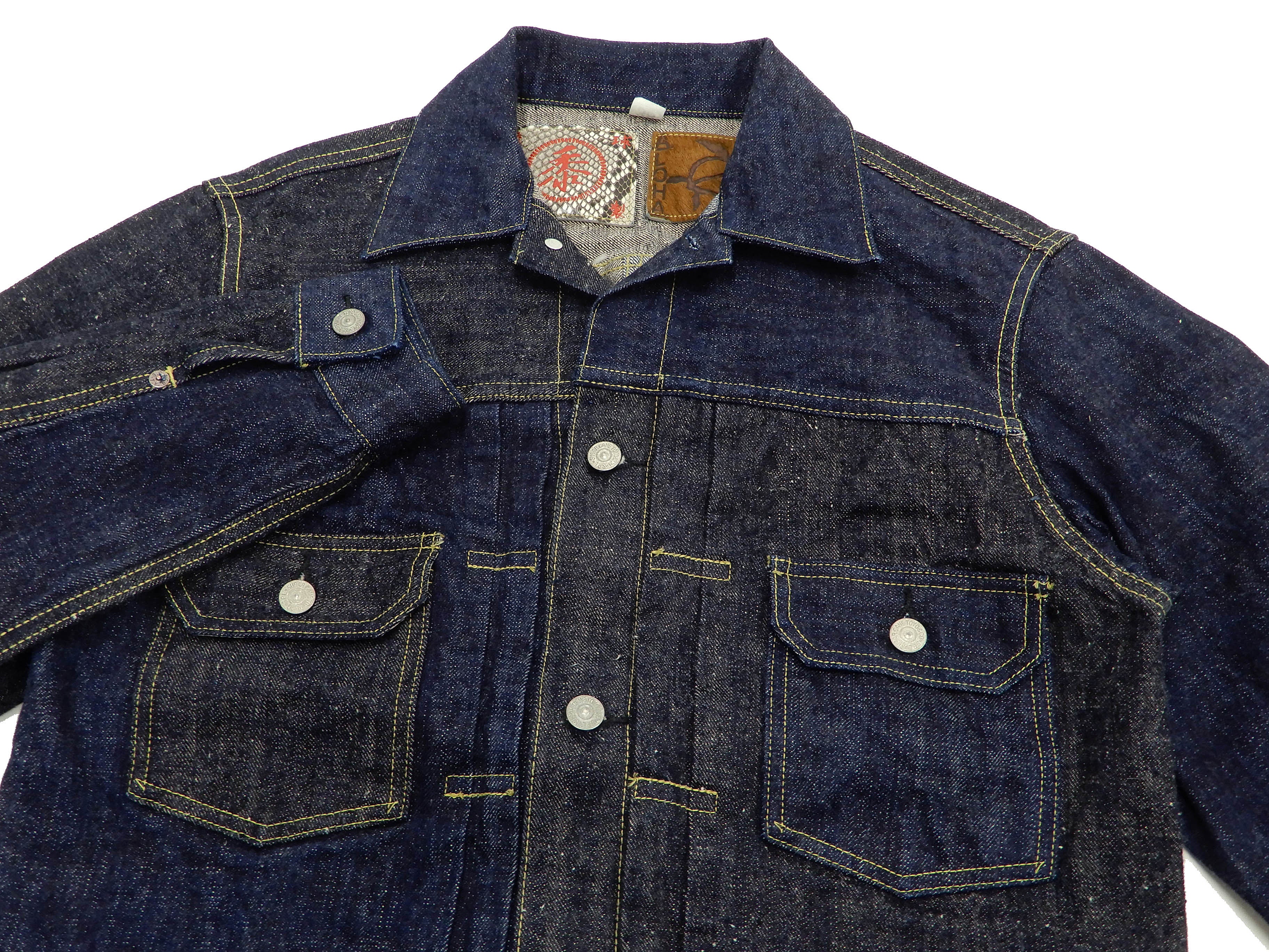Sugar Cane Jacket Men's Mixed Denim Panel Colour Block Jean Jacket SC10701 One-Wash - Image 9