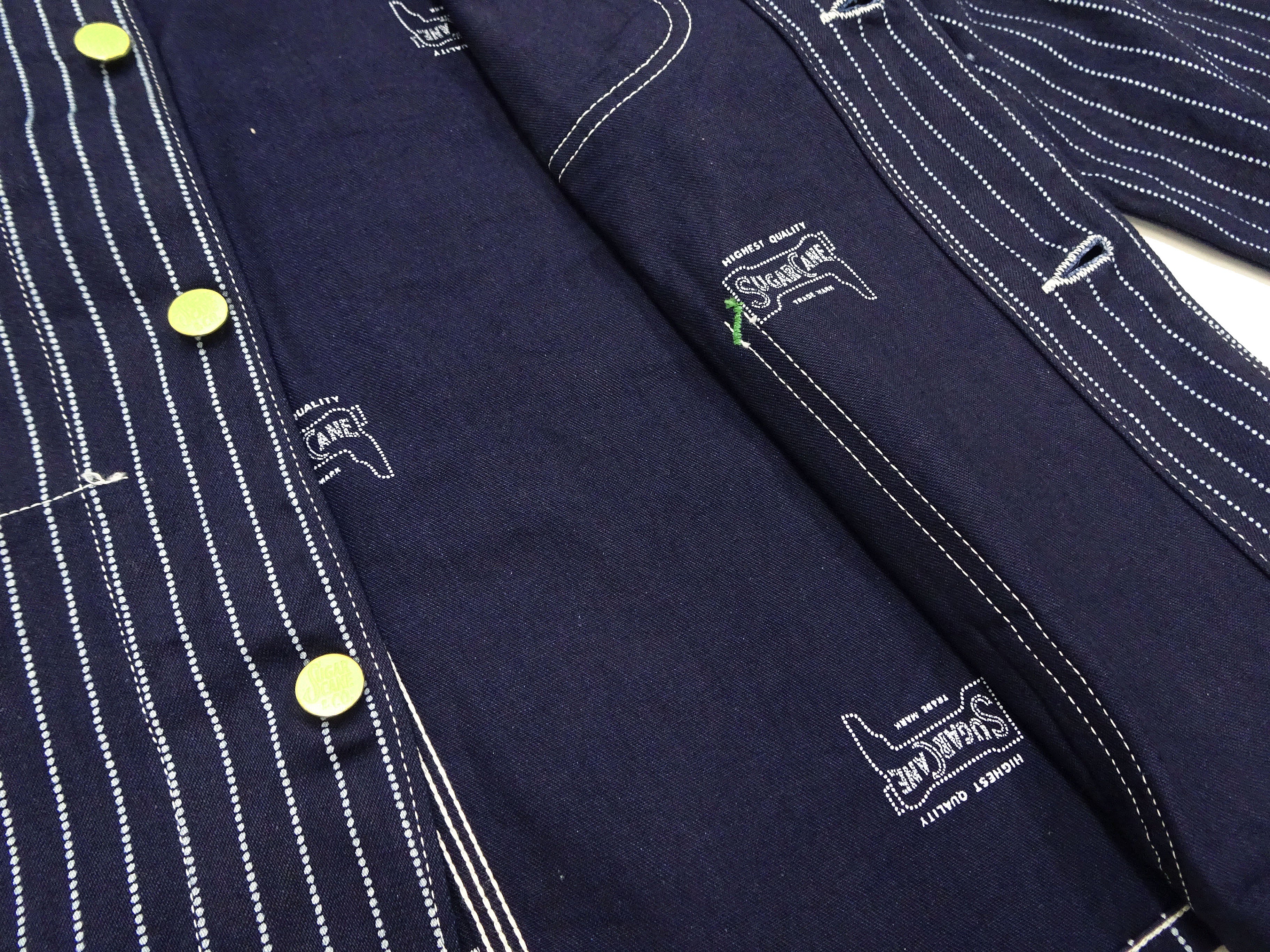 Sugar Cane Jacket SC15658 Men's Casual 9oz. WAbash Stripe Work Coat Chore Coat Indigo One-Wash - Image 14