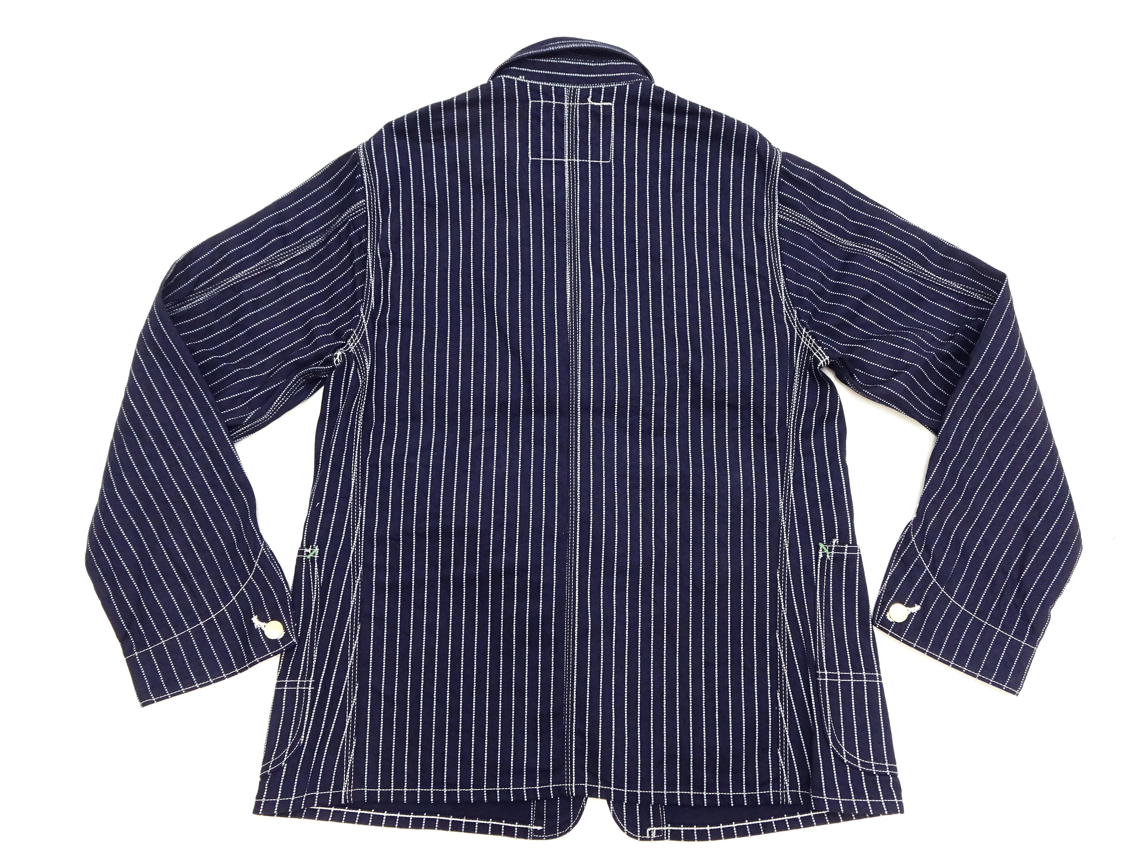 Sugar Cane Jacket SC15658 Men's Casual 9oz. WAbash Stripe Work Coat Chore Coat Indigo One-Wash - Image 16