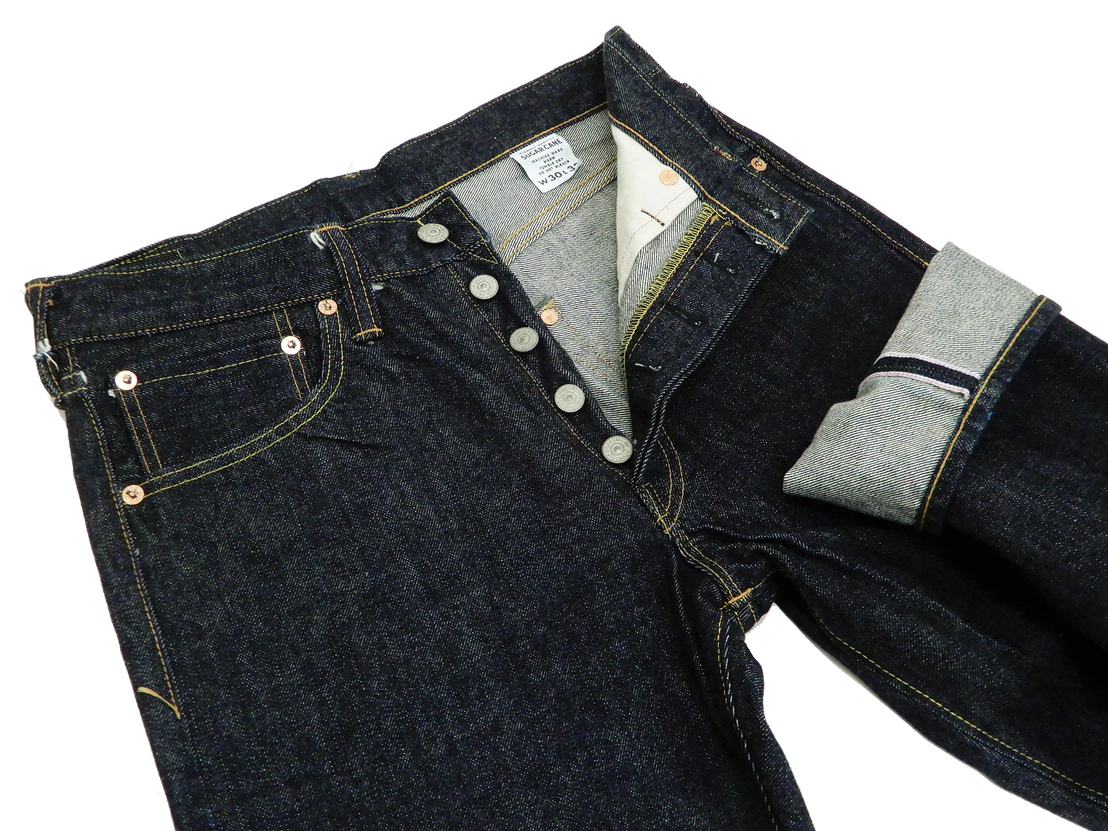 Sugar Cane Jeans Men's Slim Tapered Fit One-Washed 14.25 Oz. Japanese Selvedge Denim SC42021A - Image 7