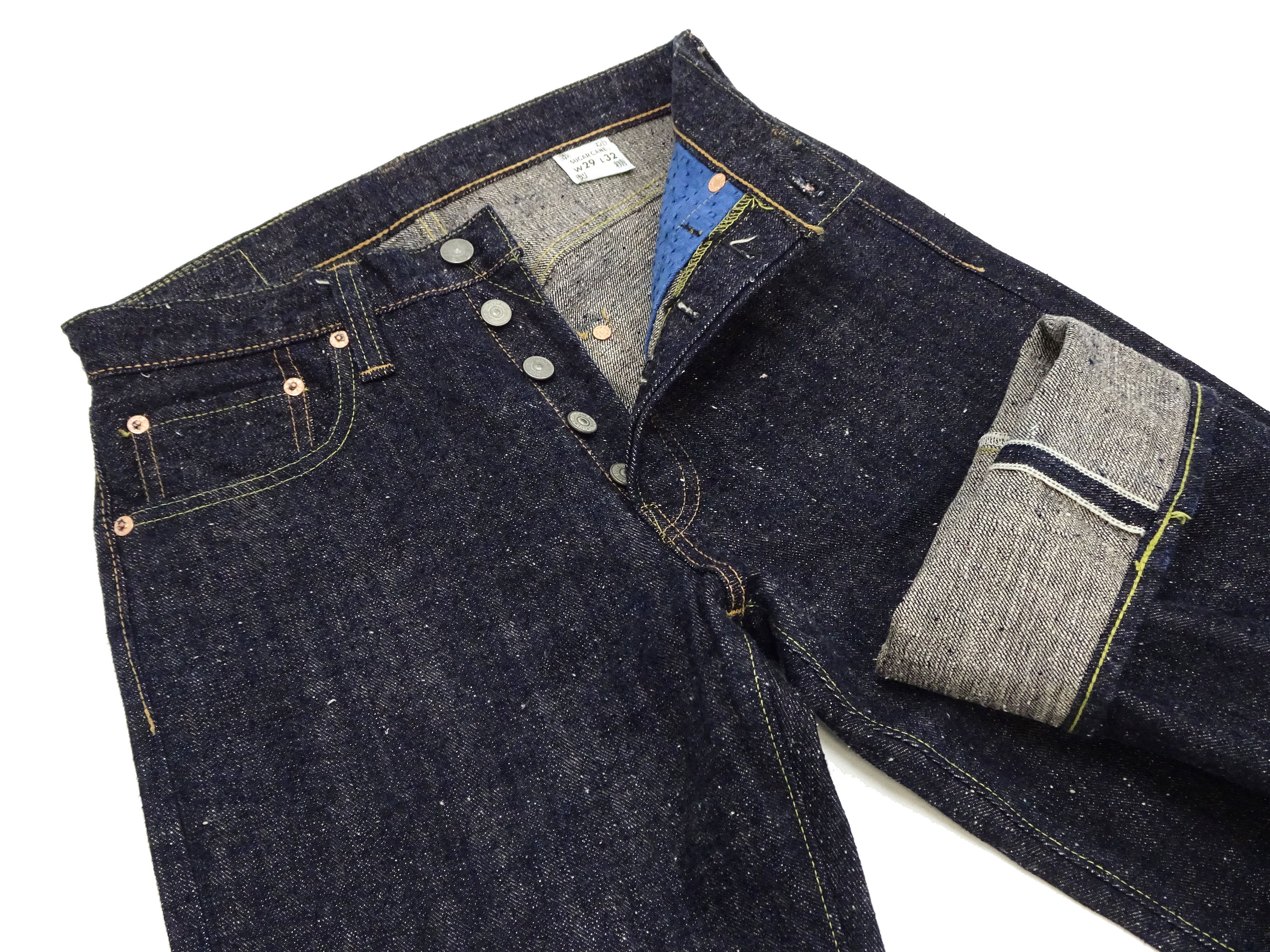 Sugar Cane Jeans SC40301 Men's 14 oz. Sugar Cane Fiber Denim Jeans Lot. 301 Regular Straight Fit Okinawan Ryukyu Indigo Denim Pants - Image 7
