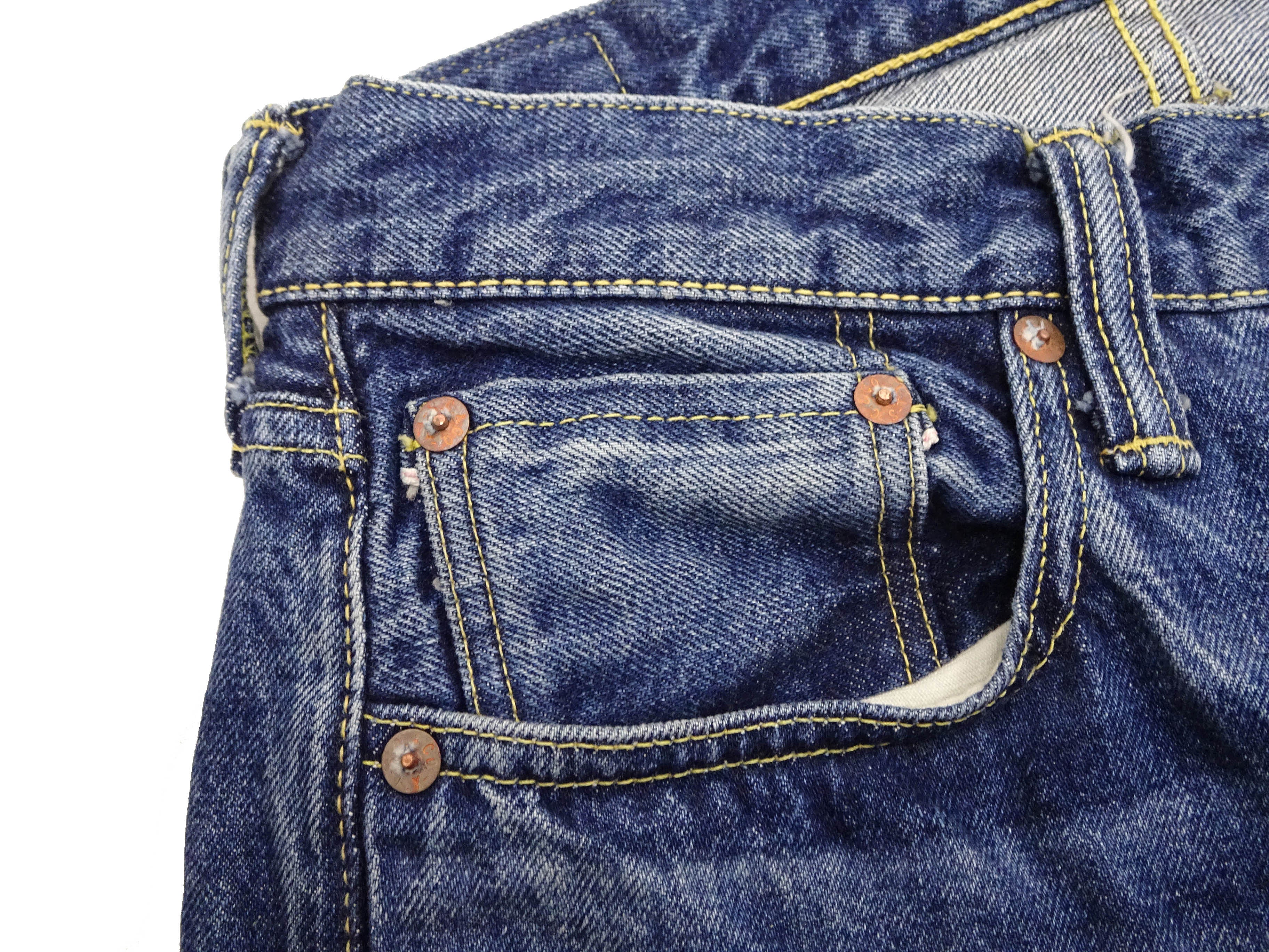 Sugar Cane Jeans SC41947SW Men's Regular Straight Fit Pre-Aged Jeans 14.25 oz. Indigo Faded Denim Pants 1947 Model (Length 32) - Image 10
