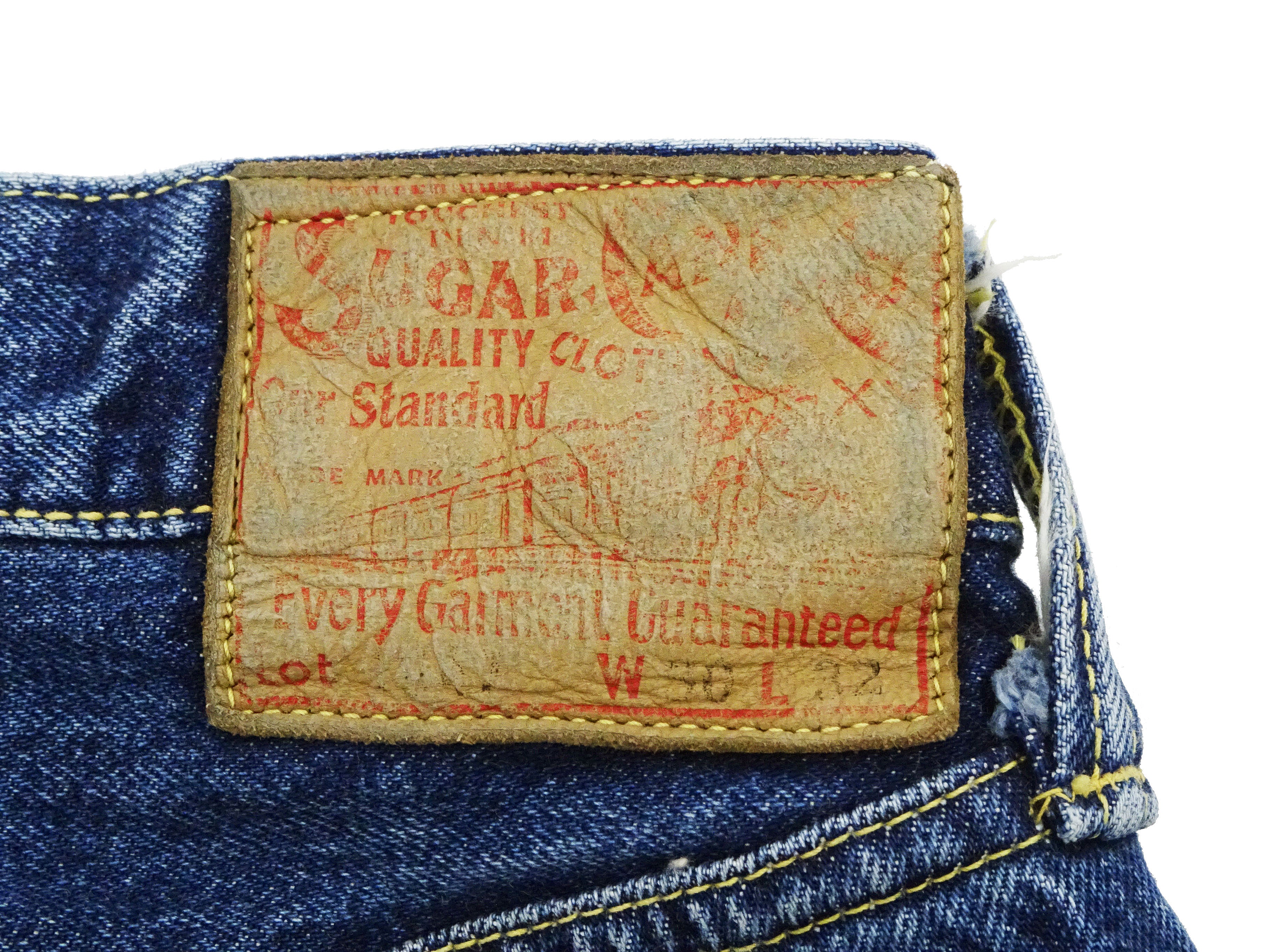 Sugar Cane Jeans SC41947SW Men's Regular Straight Fit Pre-Aged Jeans 14.25 oz. Indigo Faded Denim Pants 1947 Model (Length 32) - Image 12