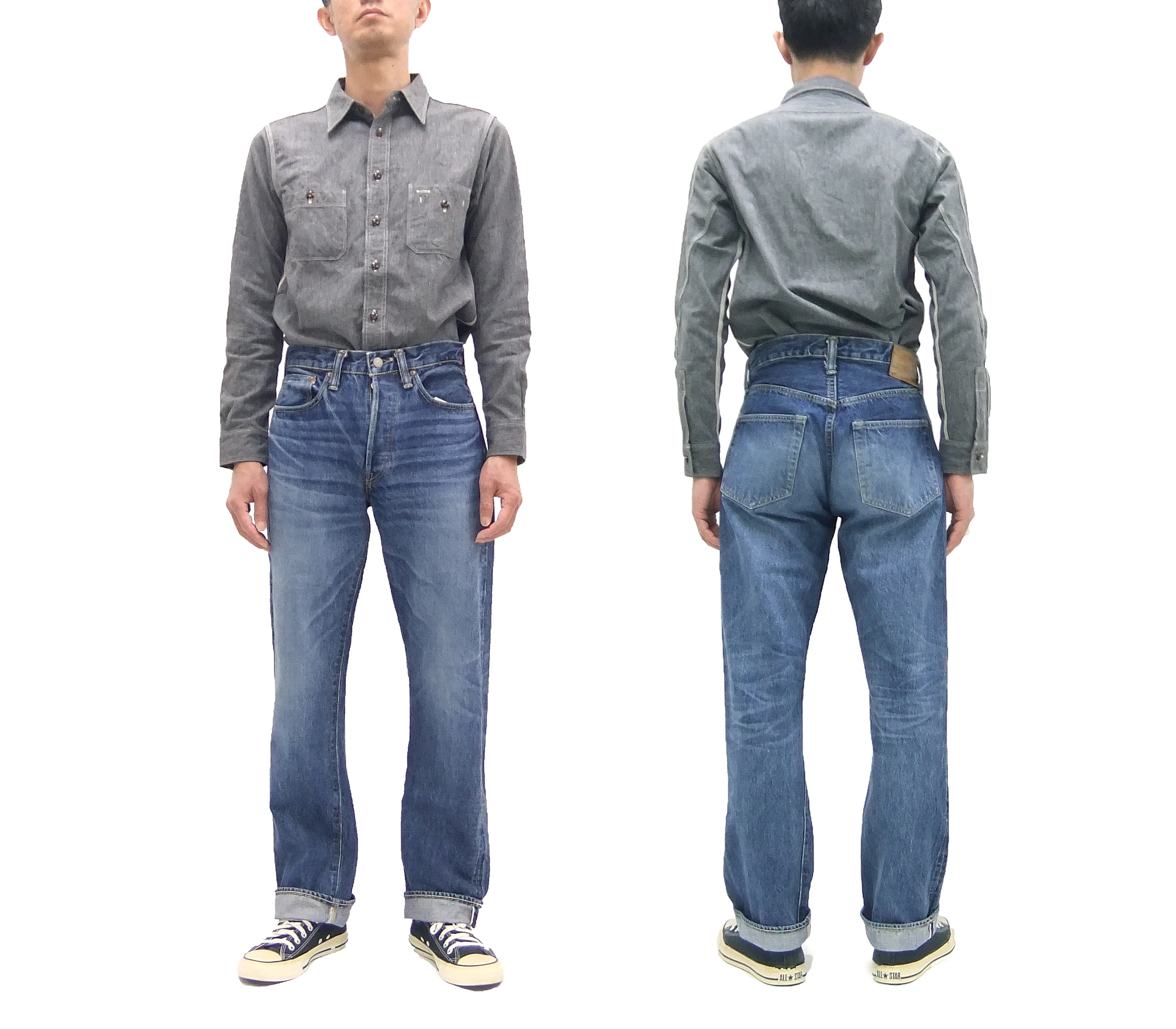 Sugar Cane Jeans SC41947SW Men's Regular Straight Fit Pre-Aged Jeans 14.25 oz. Indigo Faded Denim Pants 1947 Model (Length 32) - Image 3