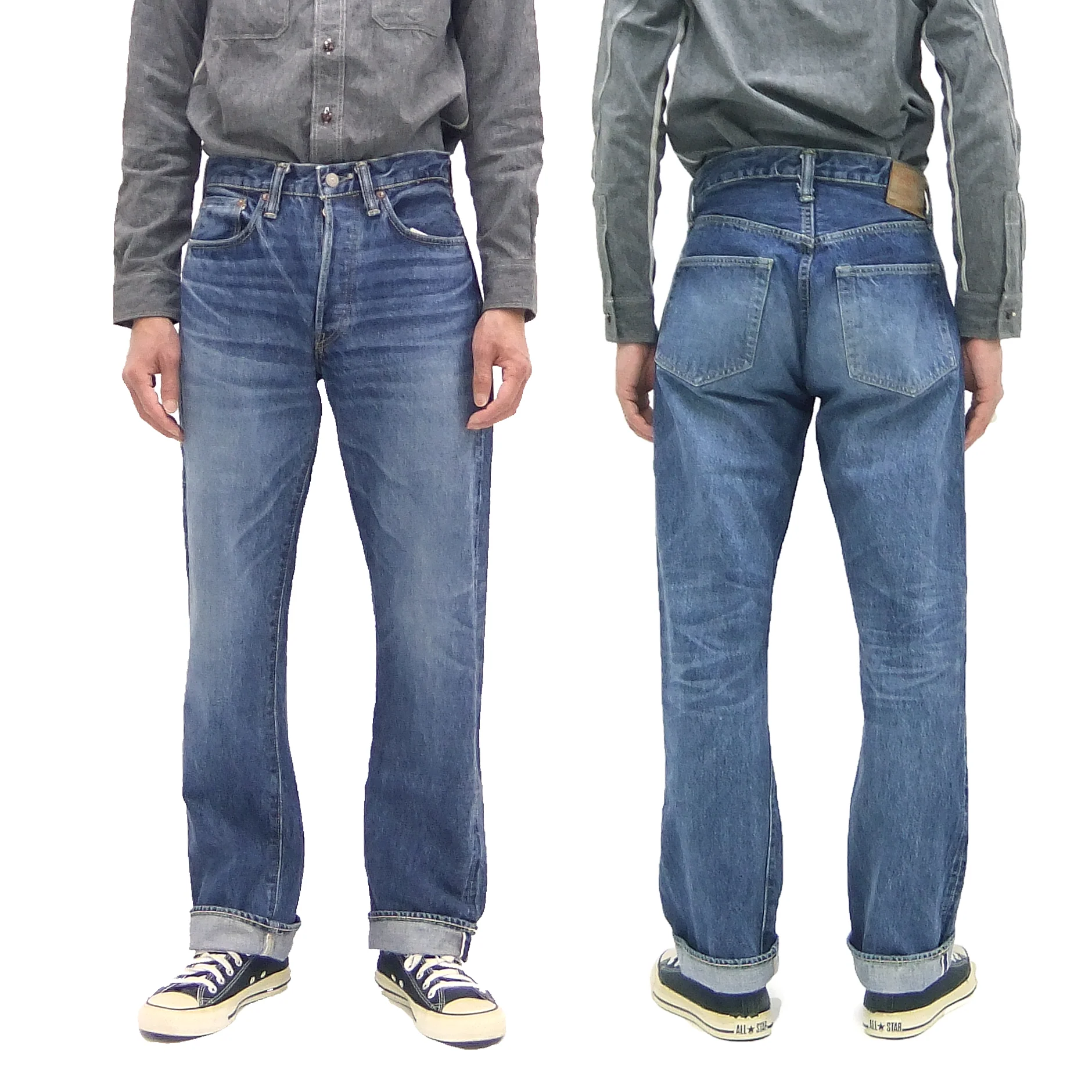Sugar Cane Jeans SC41947SW Men's Regular Straight Fit Pre-Aged Jeans 14.25 oz. Indigo Faded Denim Pants 1947 Model (Length 32) - Image 5