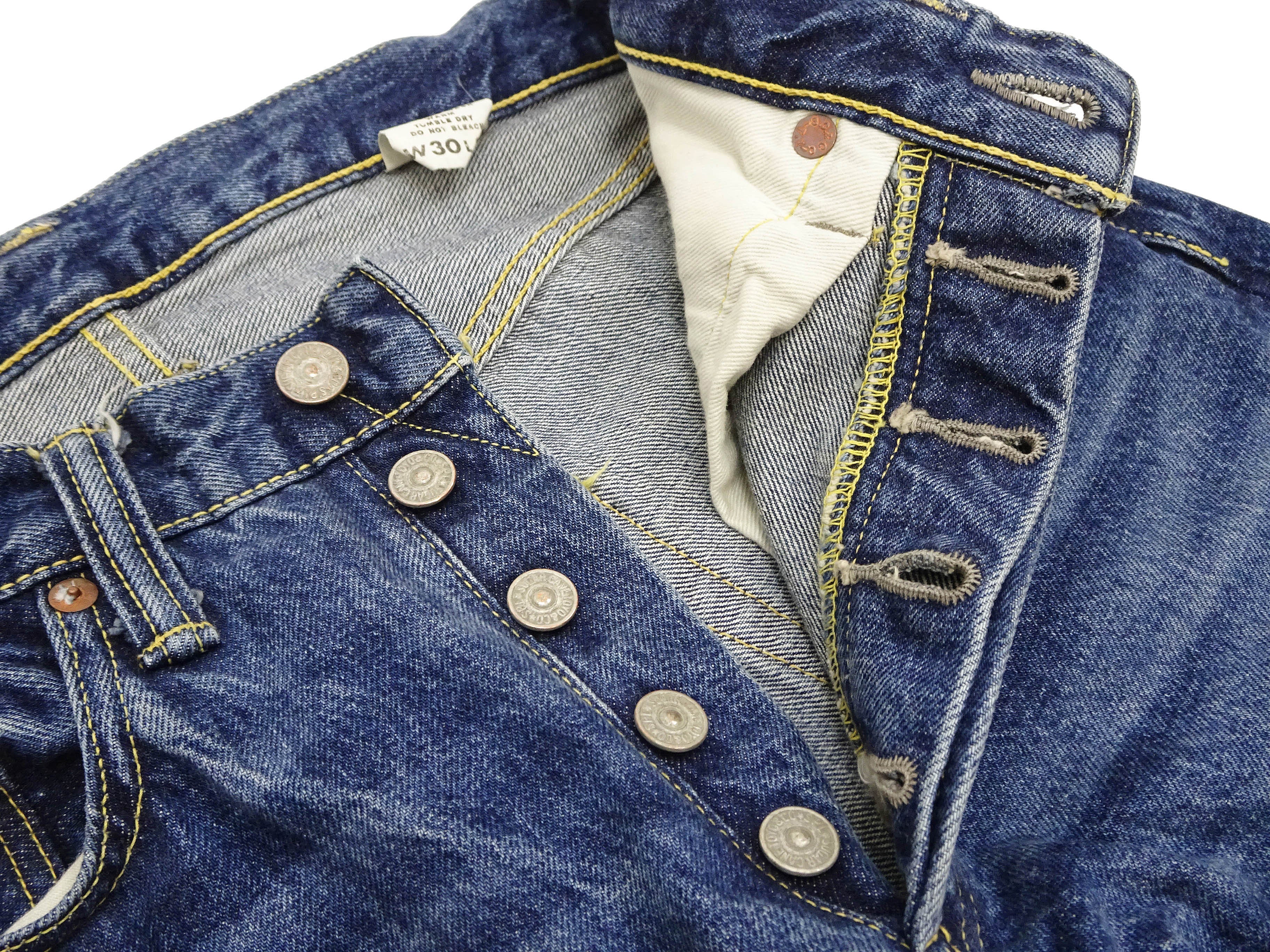 Sugar Cane Jeans SC41947SW Men's Regular Straight Fit Pre-Aged Jeans 14.25 oz. Indigo Faded Denim Pants 1947 Model (Length 32) - Image 8
