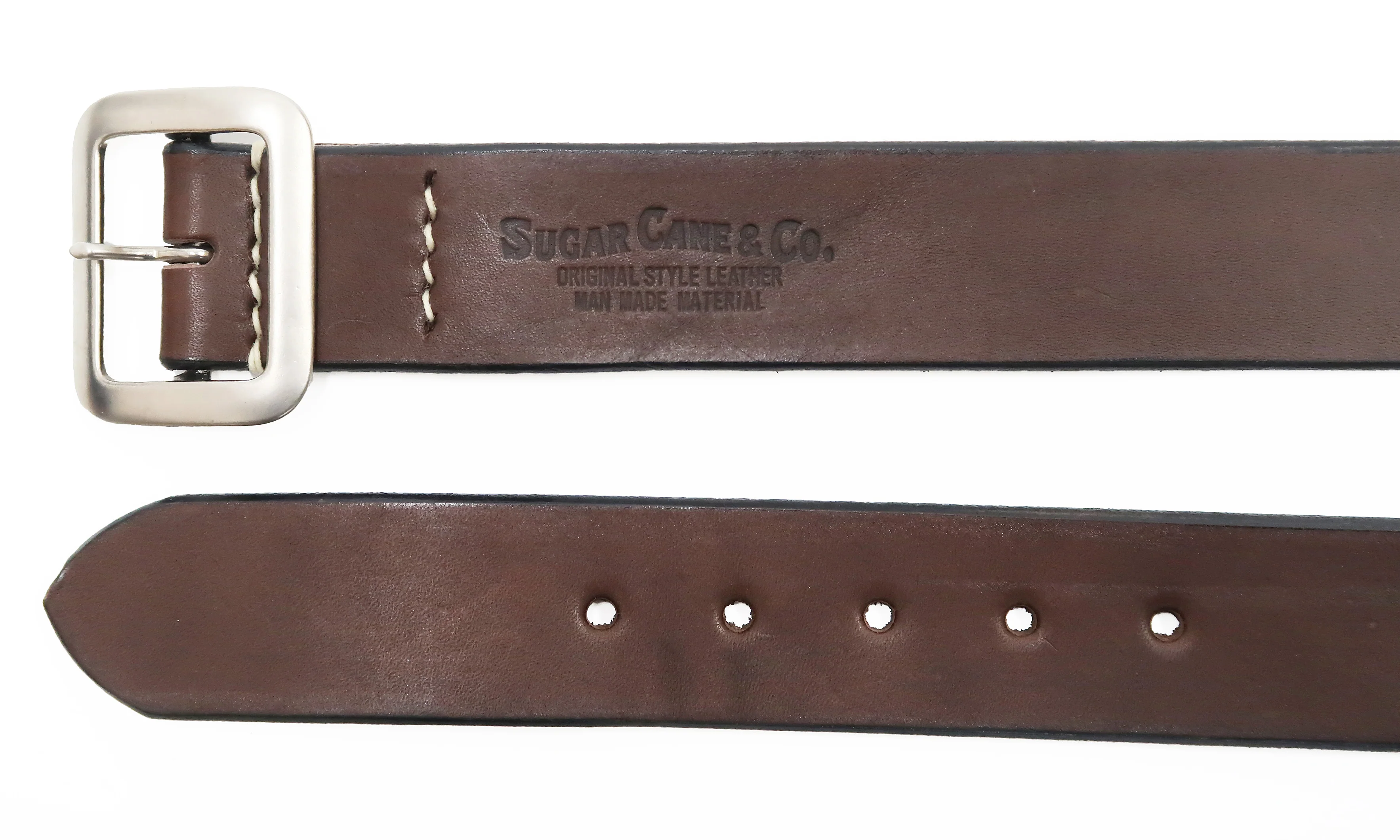 Sugar Cane Belt Men's Ccasual 40mm Wide/4mm Thick Cowhide Leather Belt with Single Prong Square-Shaped Buckle SC02320 138 Brown - Image 3
