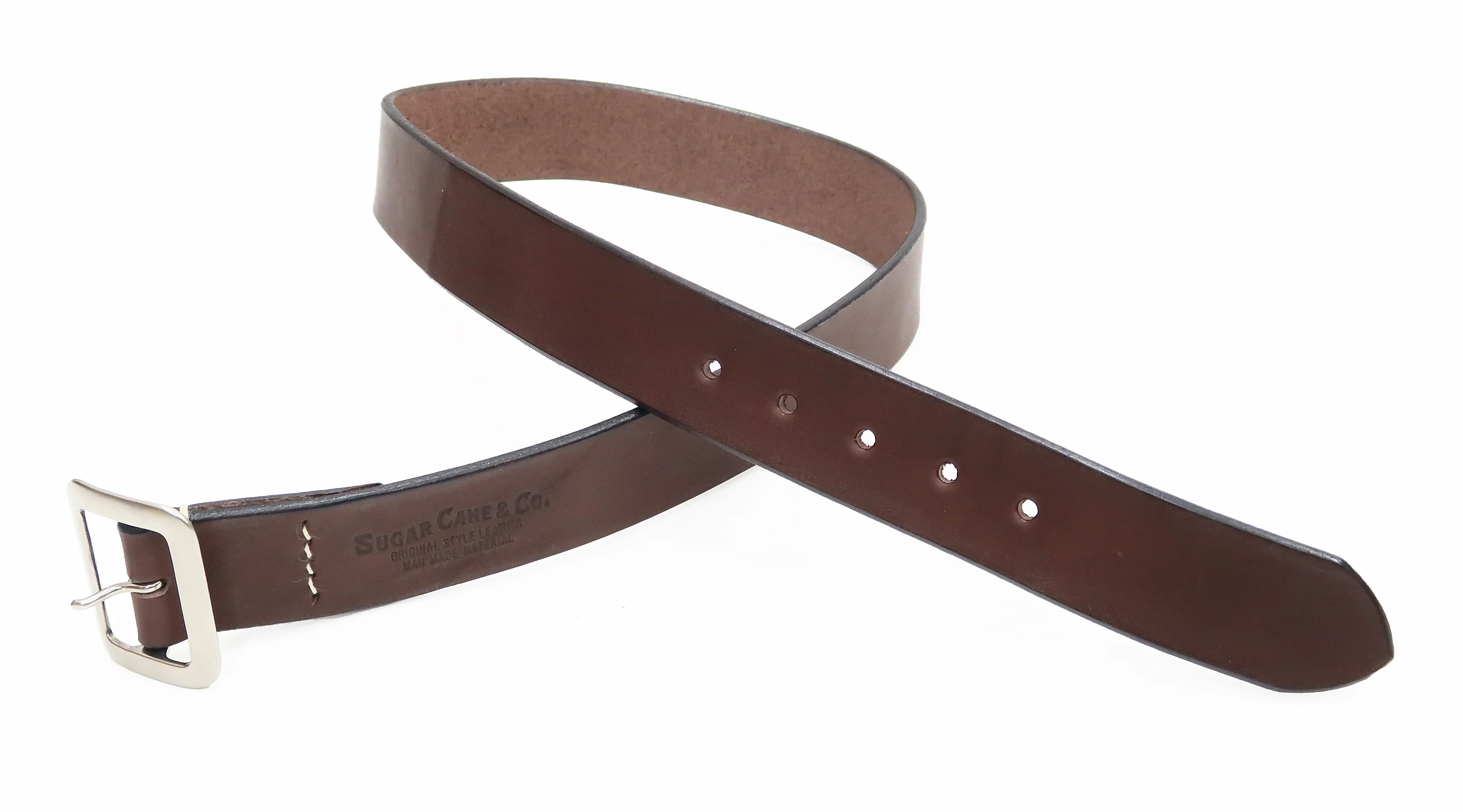 Sugar Cane Belt Men's Ccasual 40mm Wide/4mm Thick Cowhide Leather Belt with Single Prong Square-Shaped Buckle SC02320 138 Brown - Image 7