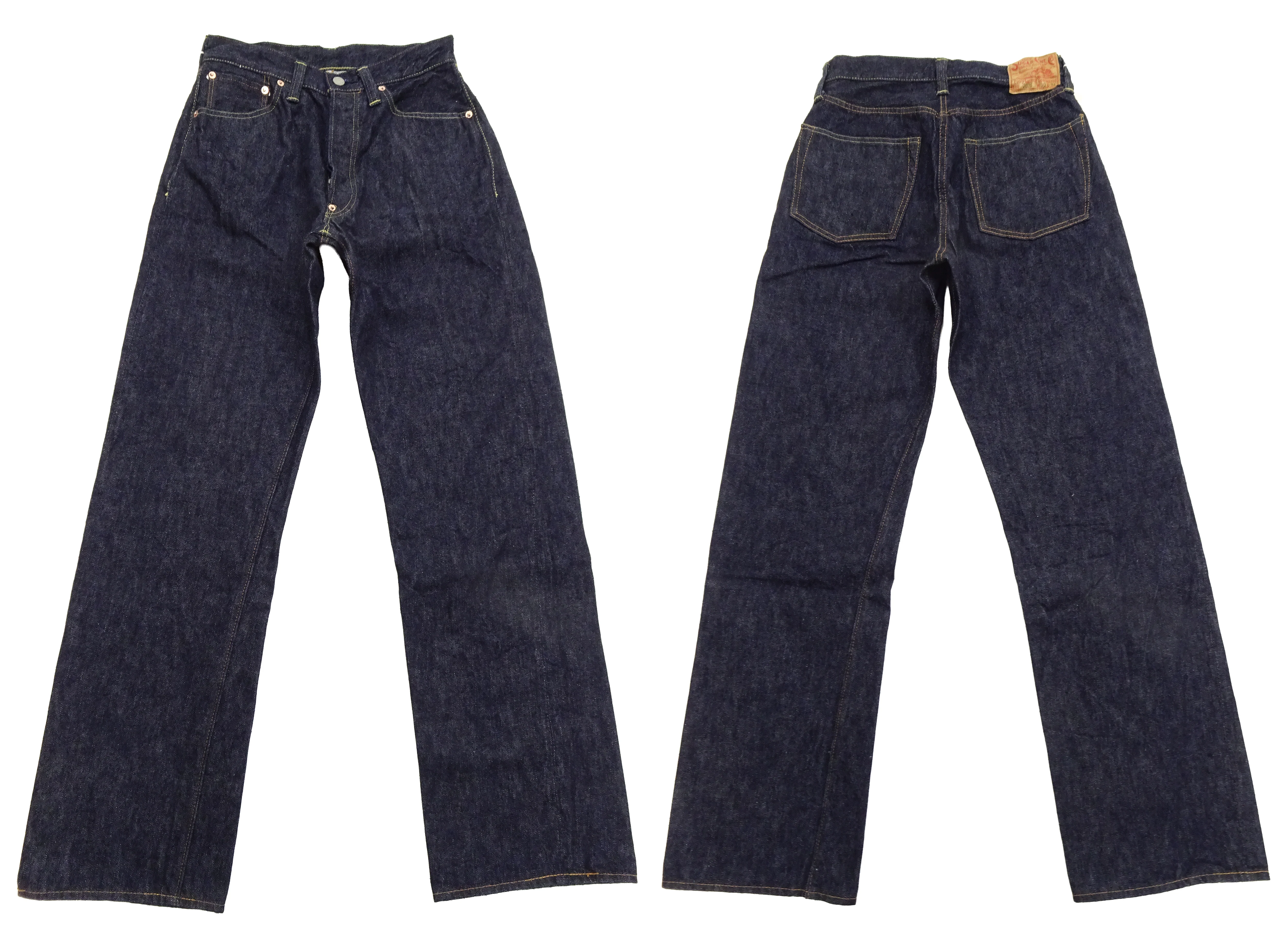 Sugar Cane Men's 13oz Selvedge Denim Baggy Jeans - 1930s "Waist Overalls" Inspired Wide Straight Fit, Button Fly, Made in Japan (SC42025 421A One-Wash) - Image 6