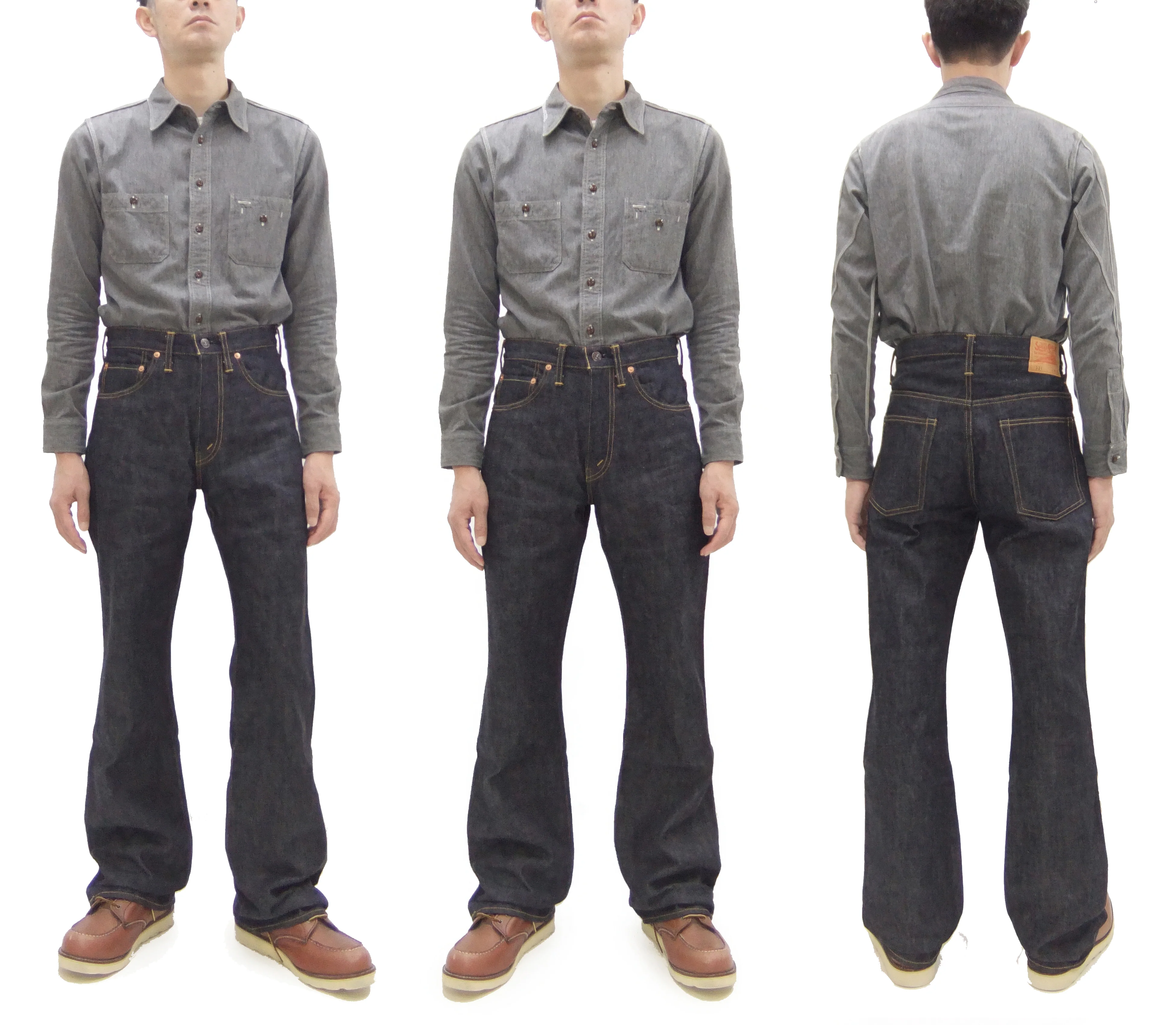 Sugar Cane Men's 14oz Denim Boot-Cut Jeans - Mid-Rise, Zip Fly, 1971-Spec Fabric x 1979-Style Silhouette - Made in Japan (SC42321 Indigo One Wash) - Image 3