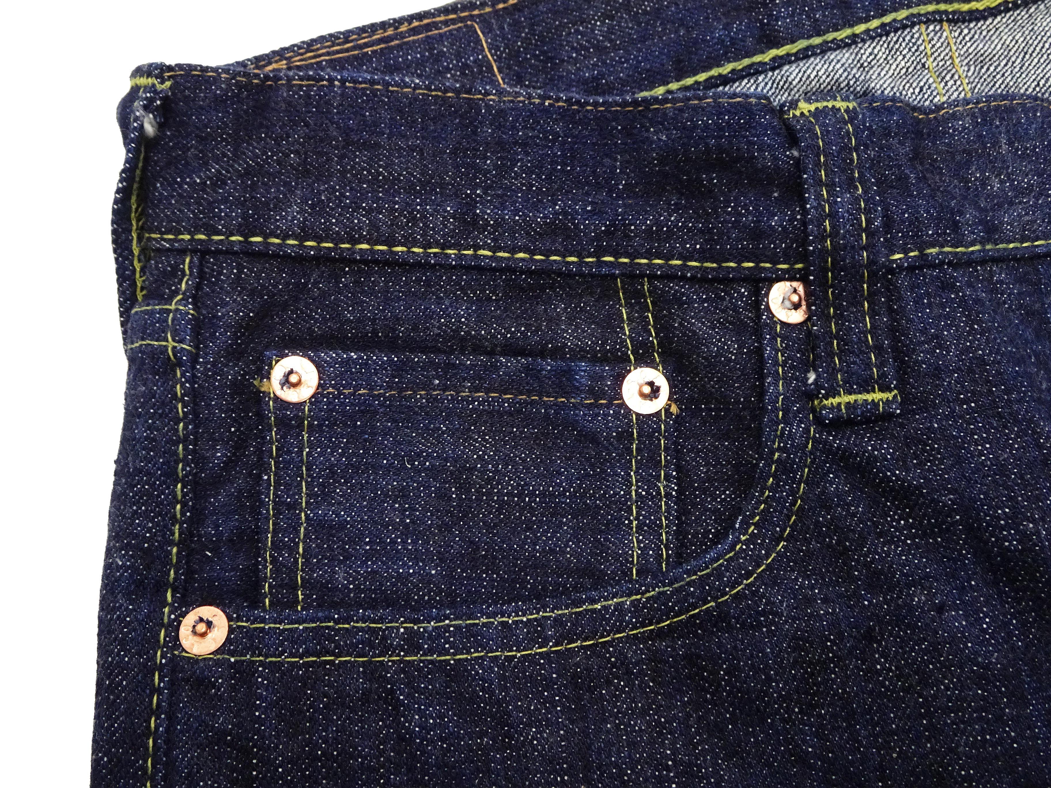 Sugar Cane Men's 14oz. Hawaiian Indigo Sugarcane Fiber Selvedge Denim Jeans Classic Regular Straight Button Fly (SC40401 One-Wash) - Image 9