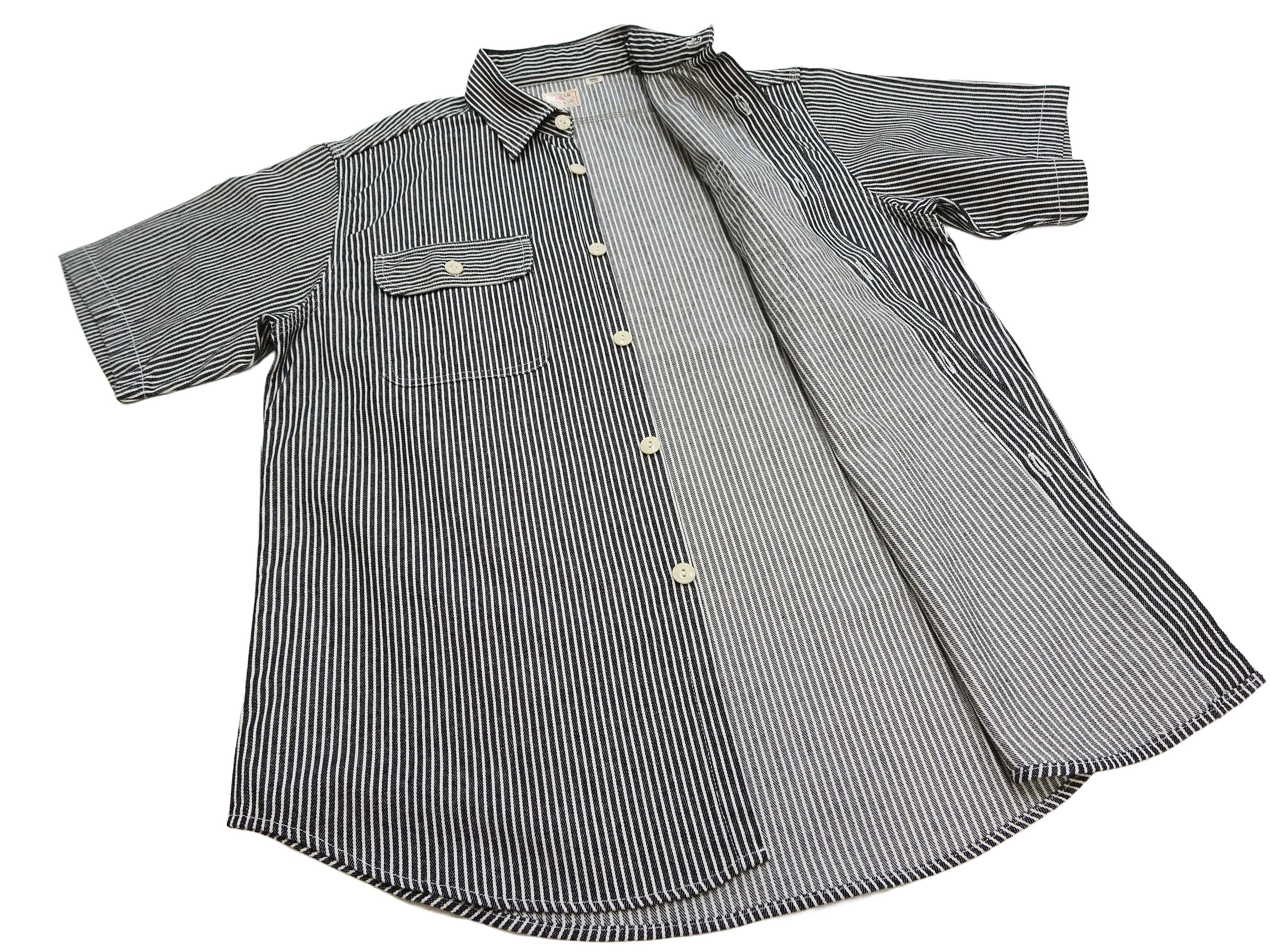 Sugar Cane Hickory Stripe Work Shirt - Men's Casual Short Sleeve Button Up Shirt SC37944 119 Black - Image 10