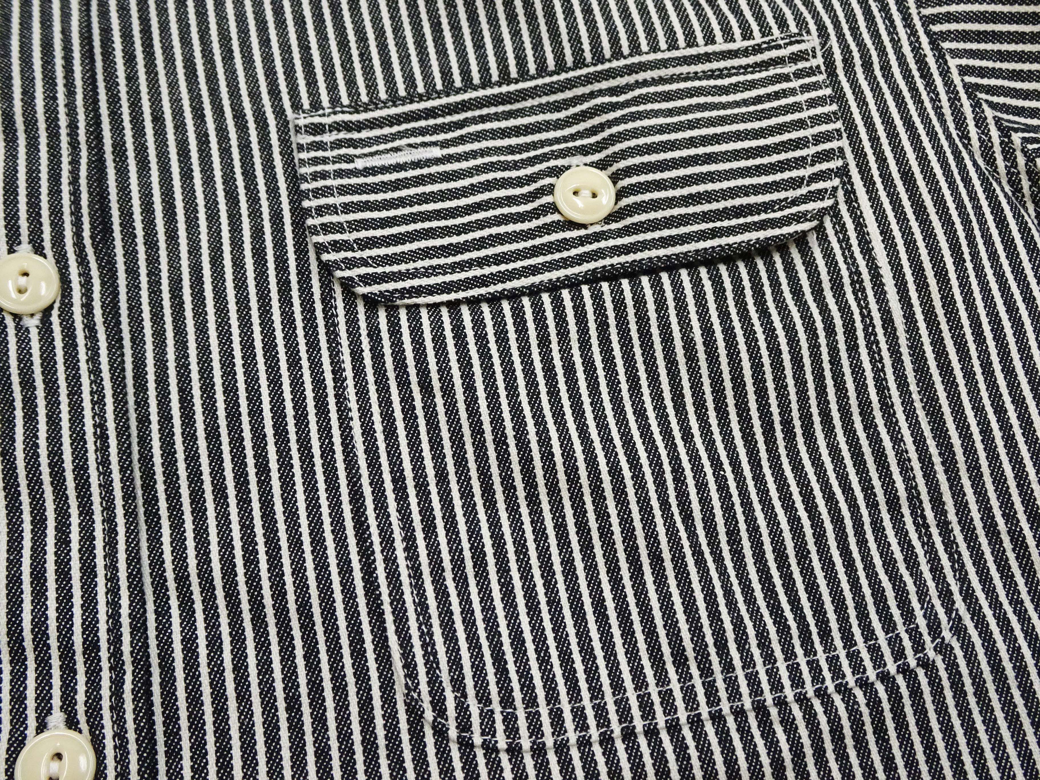 Sugar Cane Hickory Stripe Work Shirt - Men's Casual Short Sleeve Button Up Shirt SC37944 119 Black - Image 9