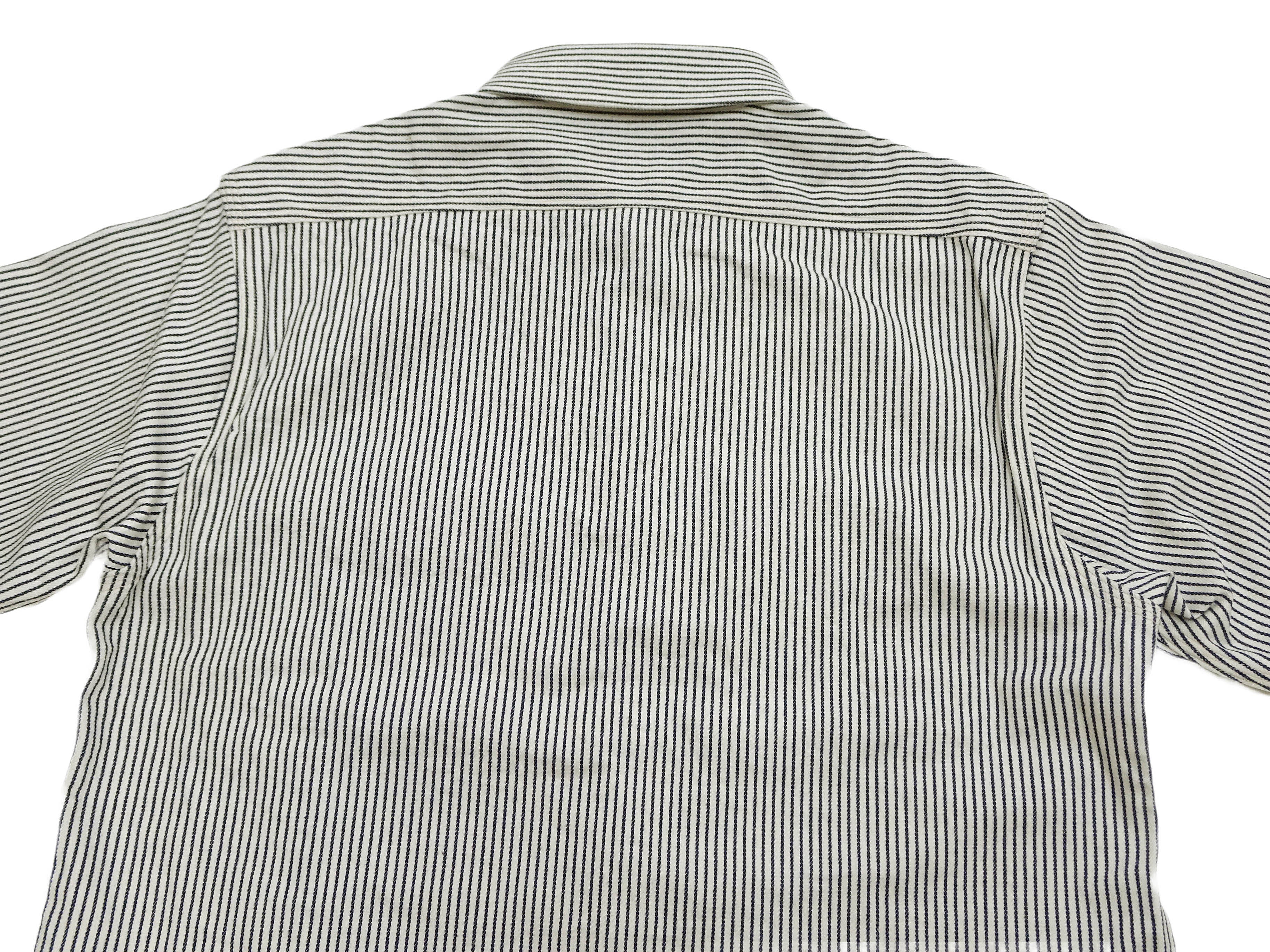 Sugar Cane Hickory Stripe Work Shirt - Men's Casual Short Sleeve Button Up Shirt SC37944 105 Off-White - Image 13