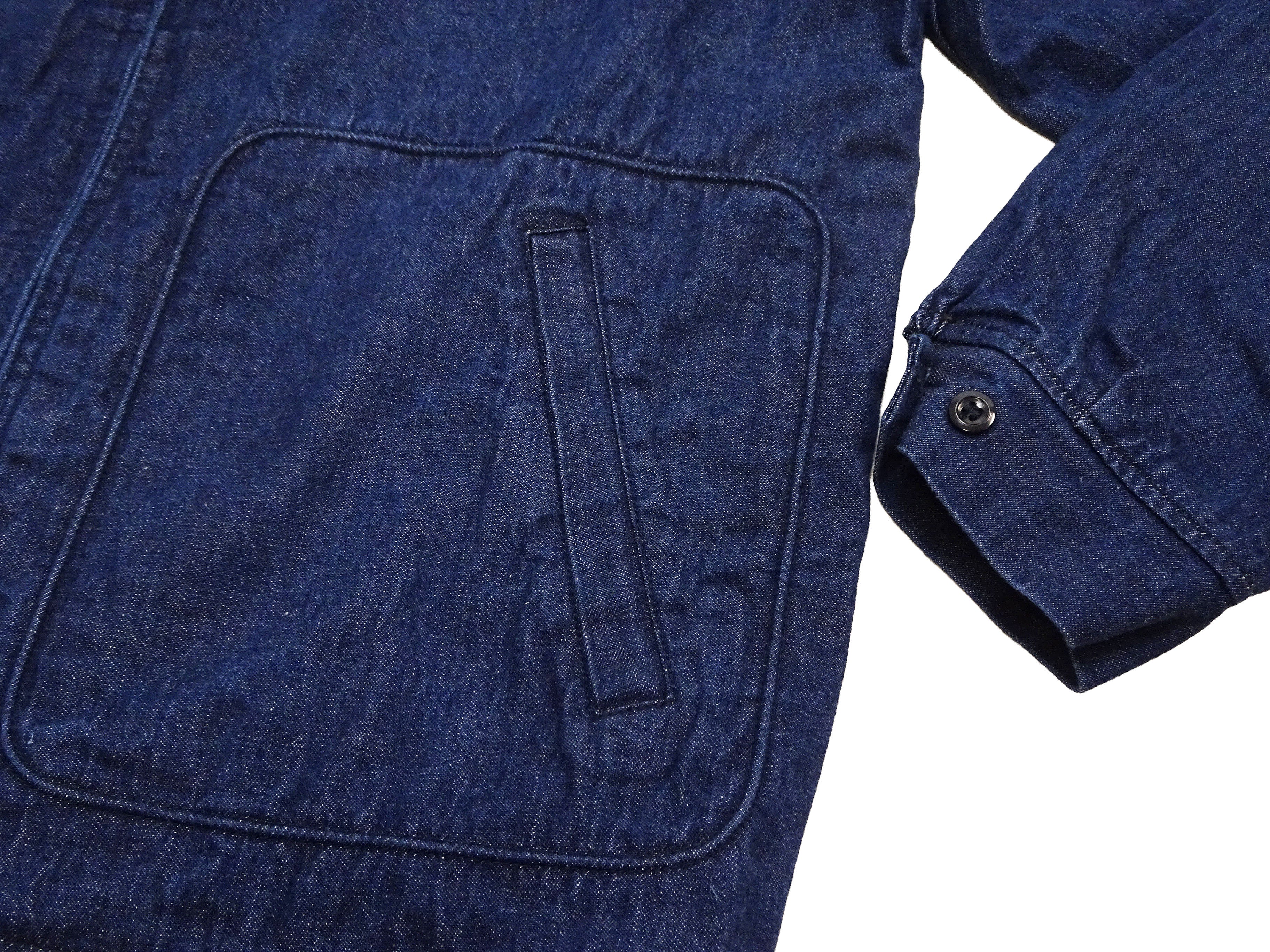 Sugar Cane Men's Denim Sports Jacket, 1950s American Style Unlined Lightweight Cotton Denim Jacket, Made in Japan (SC15913 128 Navy) - Image 11