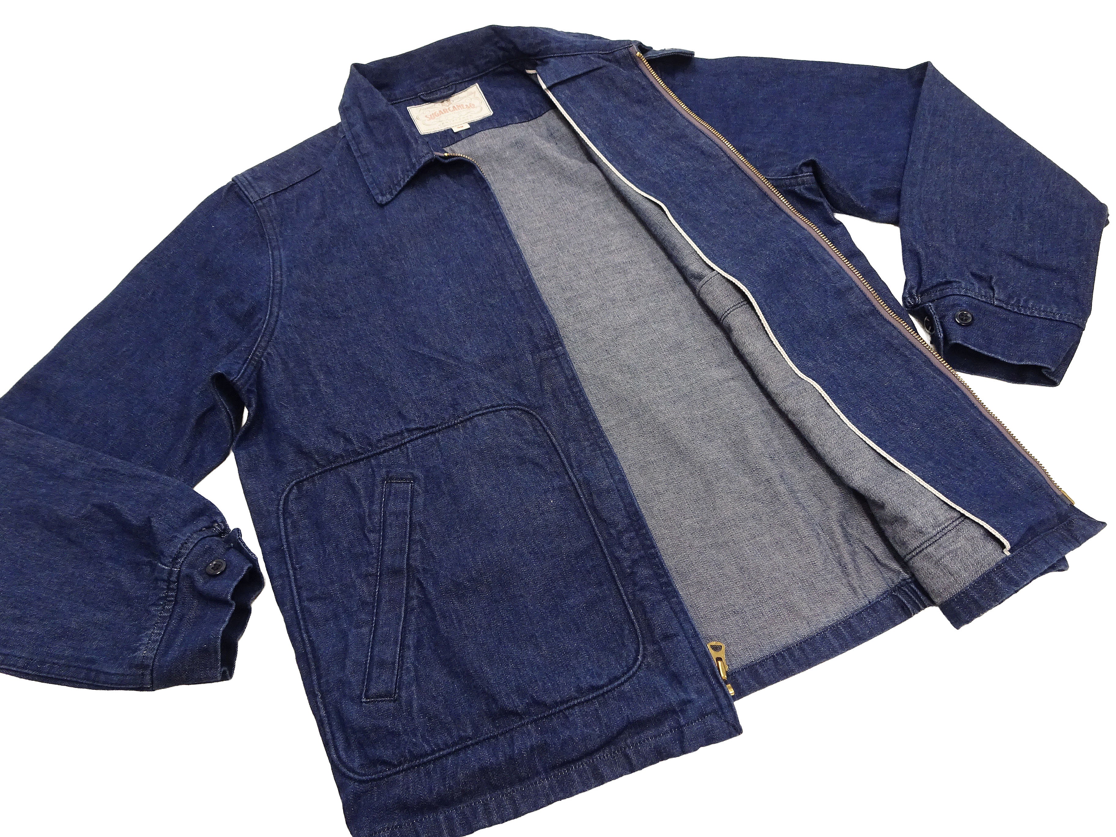 Sugar Cane Men's Denim Sports Jacket, 1950s American Style Unlined Lightweight Cotton Denim Jacket, Made in Japan (SC15913 128 Navy) - Image 12