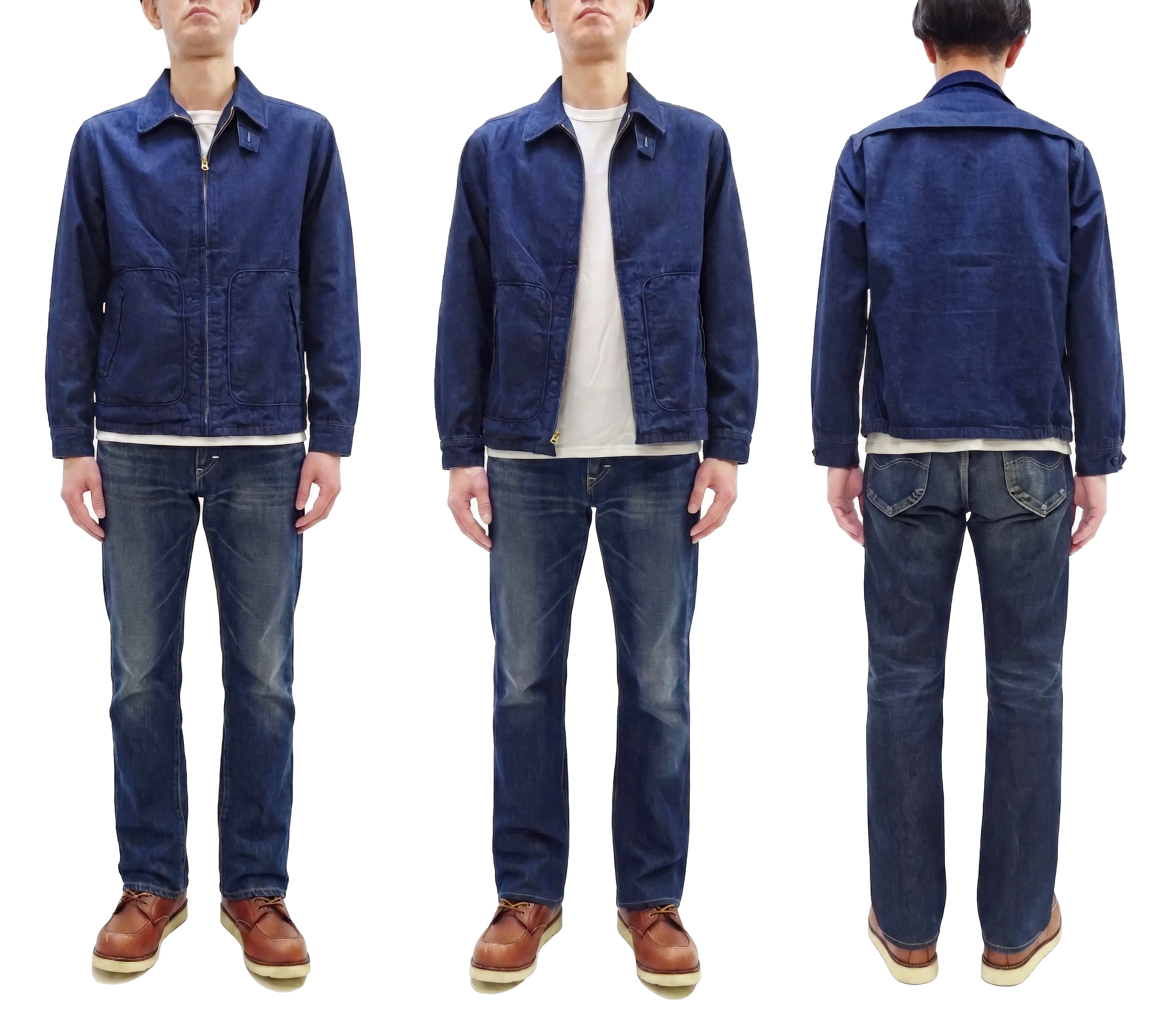 Sugar Cane Men's Denim Sports Jacket, 1950s American Style Unlined Lightweight Cotton Denim Jacket, Made in Japan (SC15913 128 Navy) - Image 3