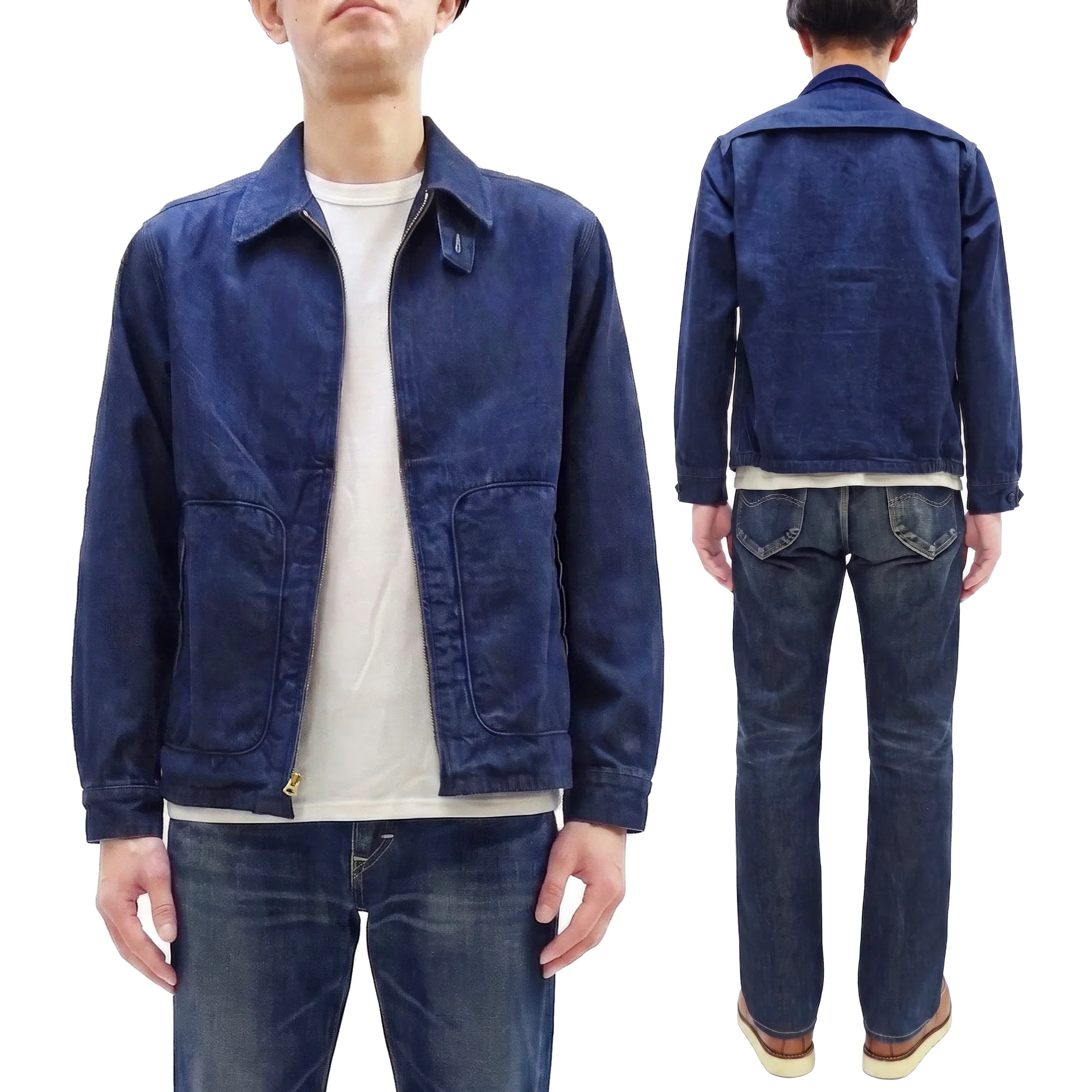 Sugar Cane Men's Denim Sports Jacket, 1950s American Style Unlined Lightweight Cotton Denim Jacket, Made in Japan (SC15913 128 Navy) - Image 6
