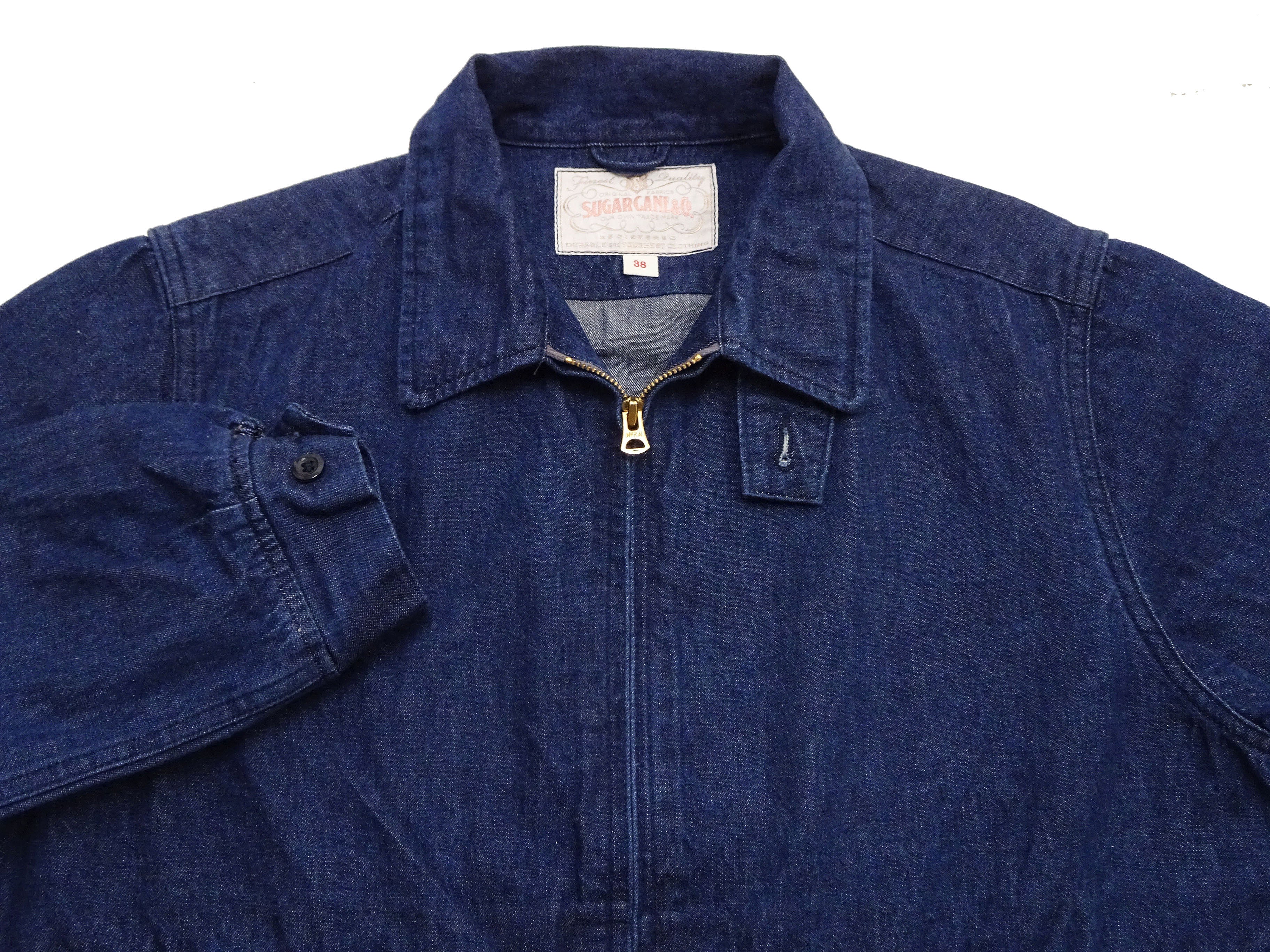 Sugar Cane Men's Denim Sports Jacket, 1950s American Style Unlined Lightweight Cotton Denim Jacket, Made in Japan (SC15913 128 Navy) - Image 8