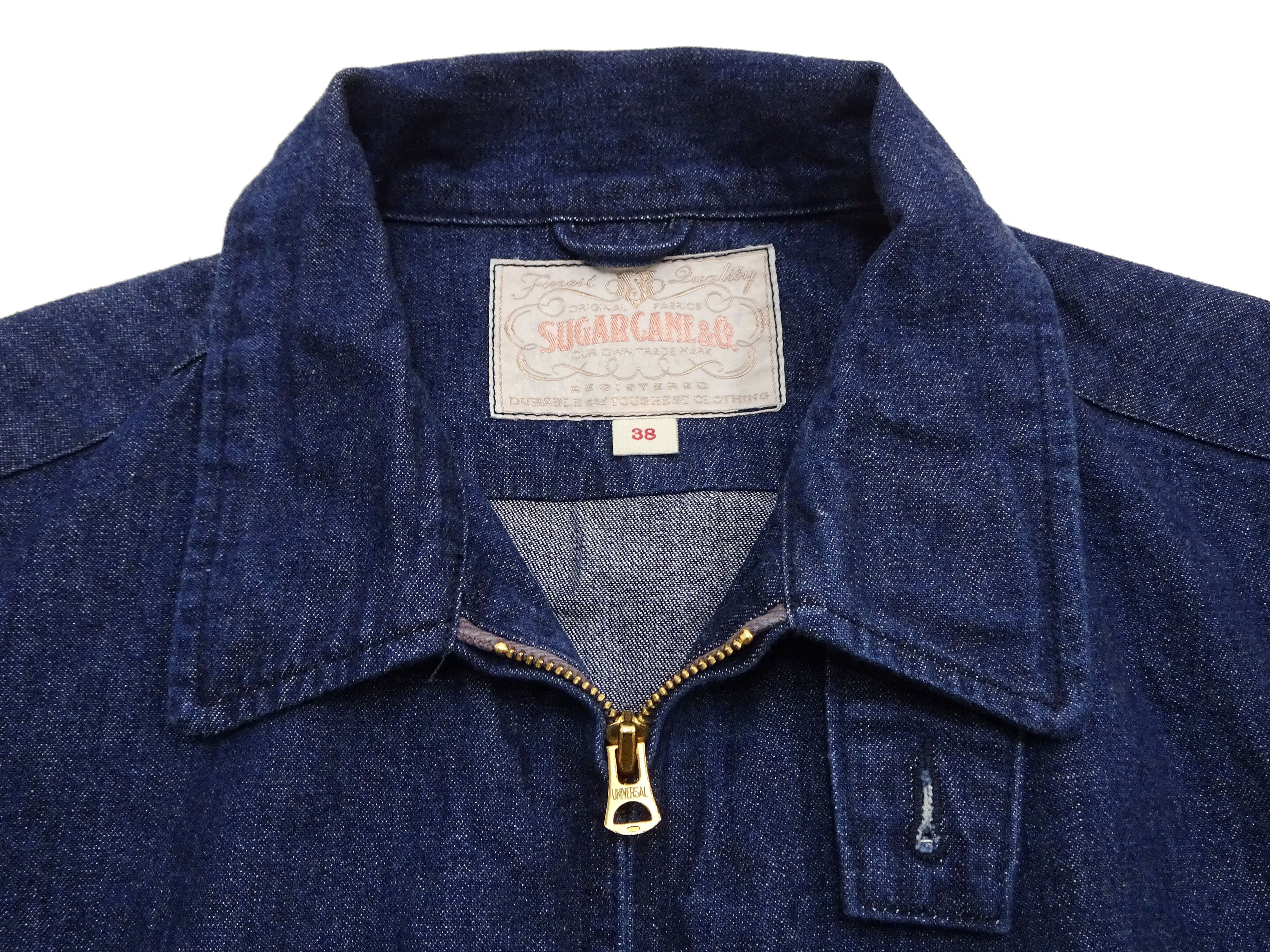 Sugar Cane Men's Denim Sports Jacket, 1950s American Style Unlined Lightweight Cotton Denim Jacket, Made in Japan (SC15913 128 Navy) - Image 9