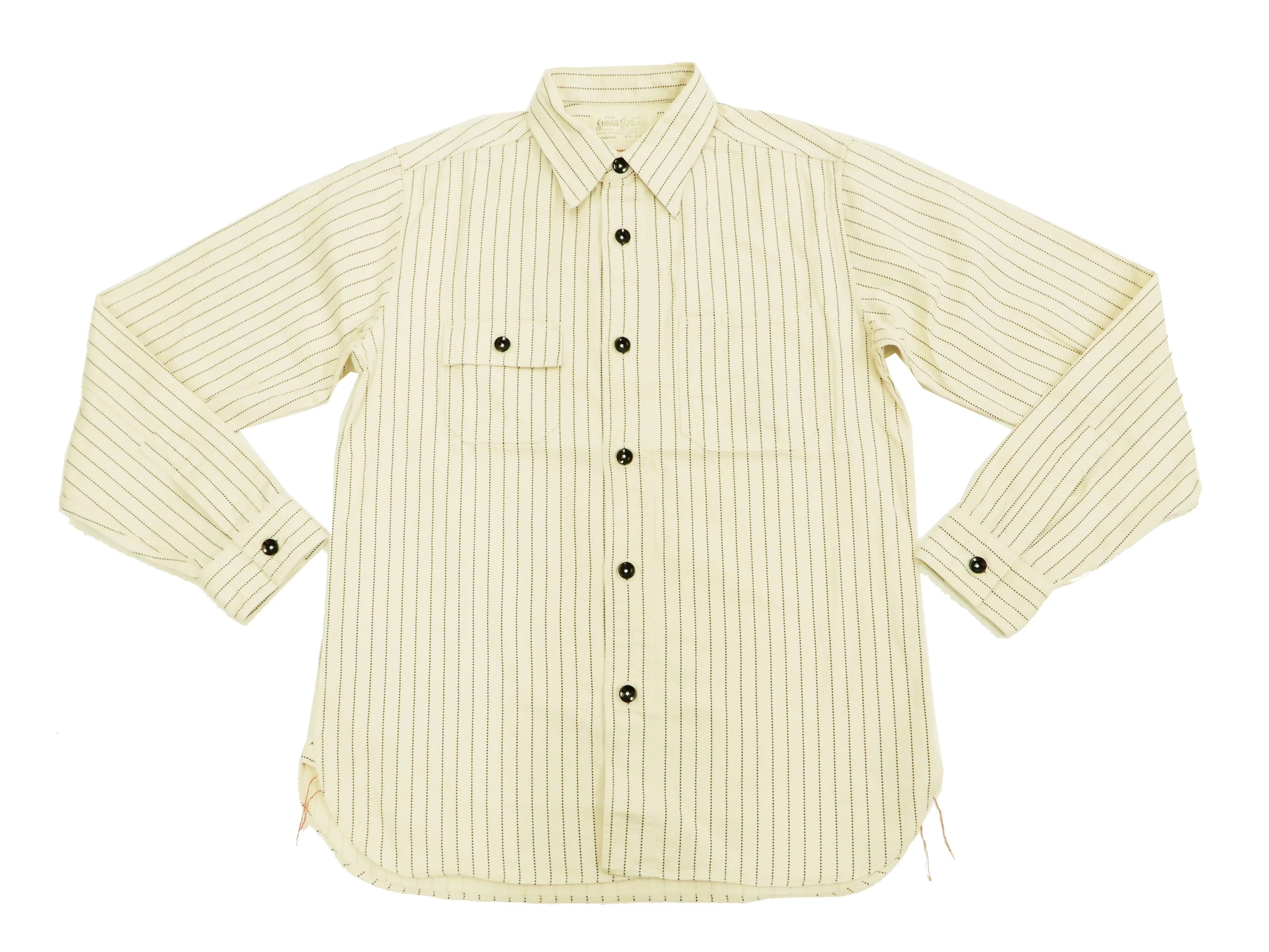 Sugar Cane Men's Ecru Colour Wabash Stripe Work Shirt Long Sleeve Shirt SC27076 - Image 4