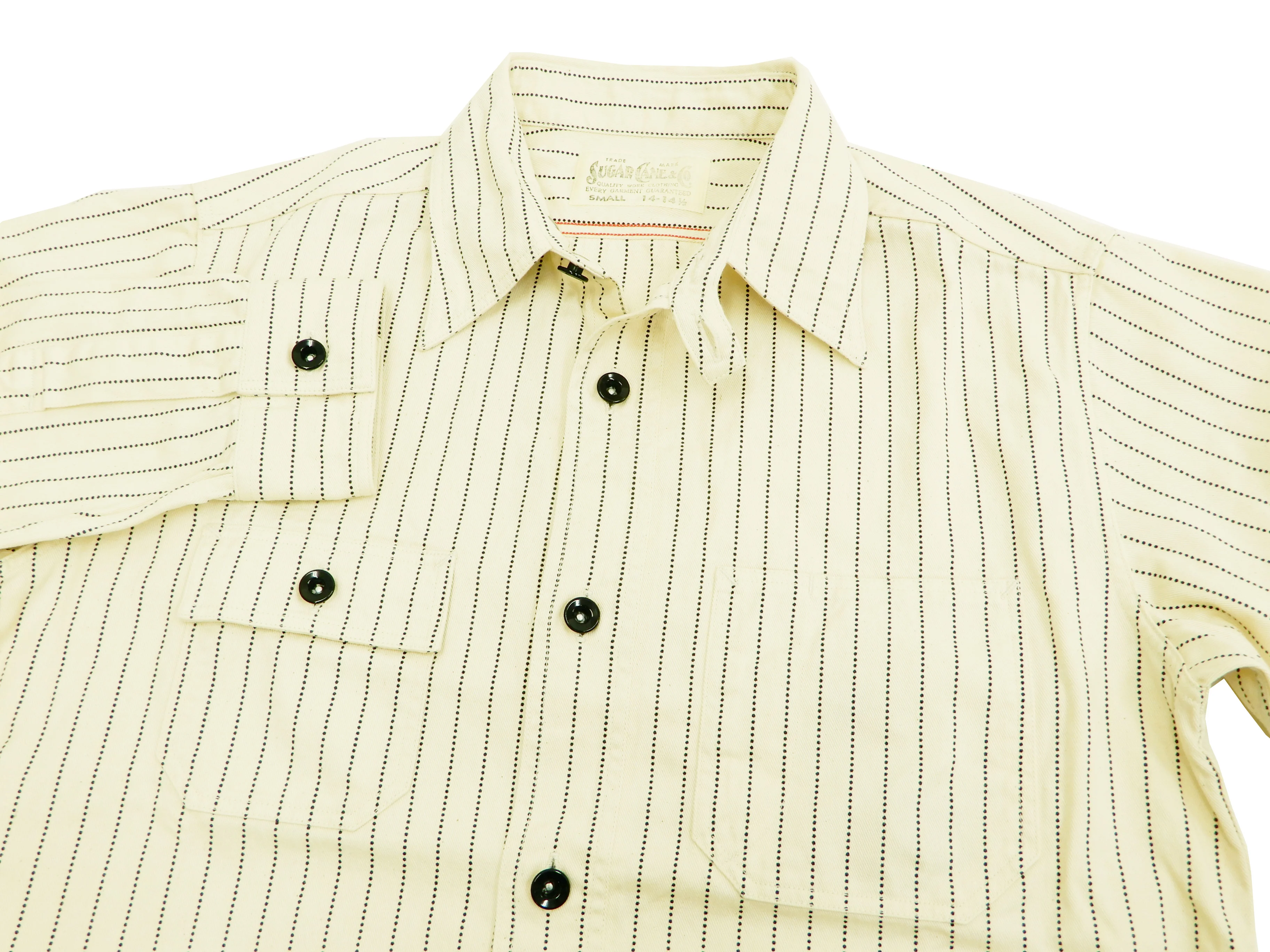Sugar Cane Men's Ecru Colour Wabash Stripe Work Shirt Long Sleeve Shirt SC27076 - Image 5