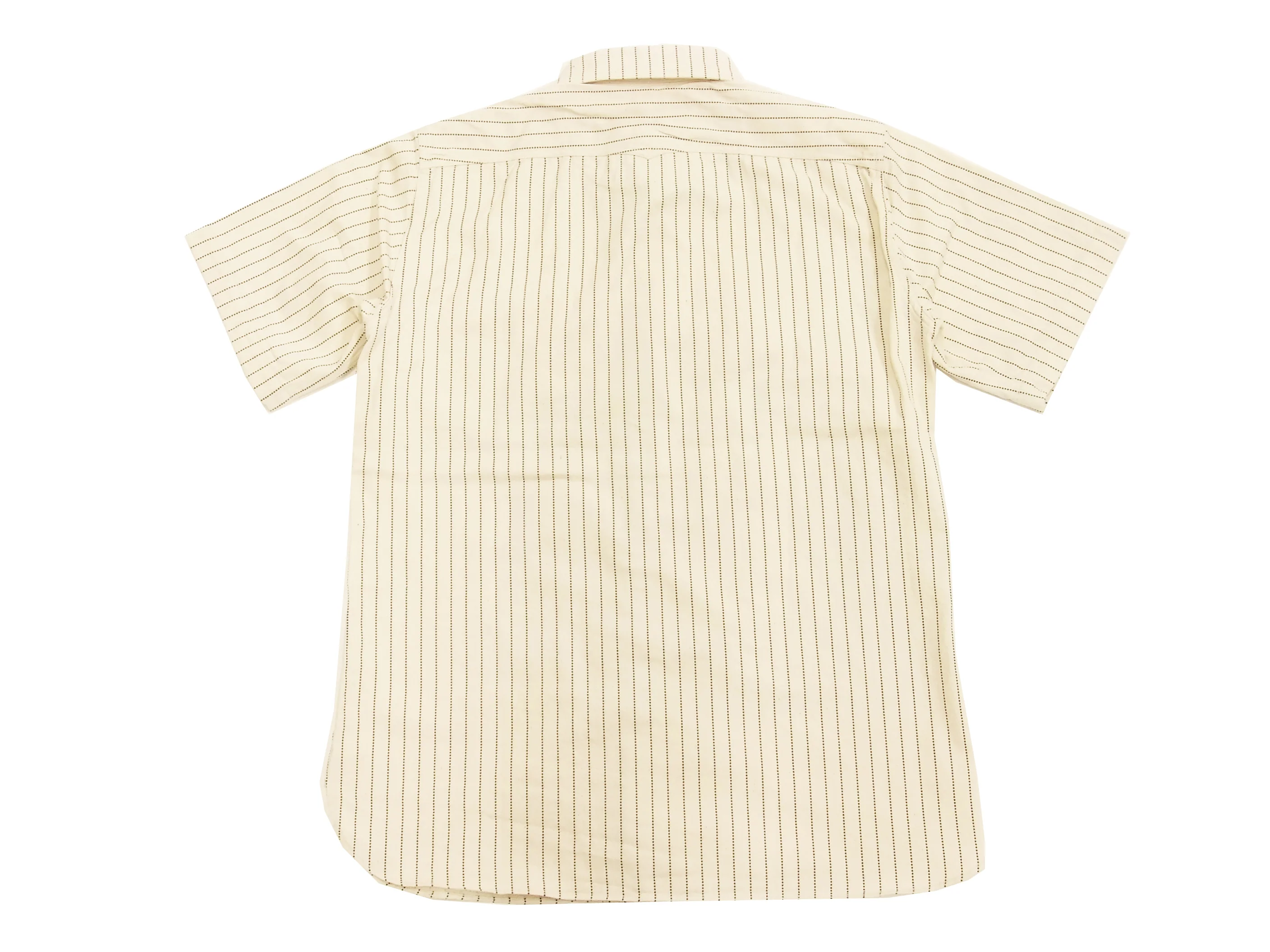 Sugar Cane Men's Short Sleeve Ecru Wabash Stripe Work Shirt 8.5 oz Cotton Twill Made in Japan (Fiction Romance SC37275 401A One-Wash) - Image 10