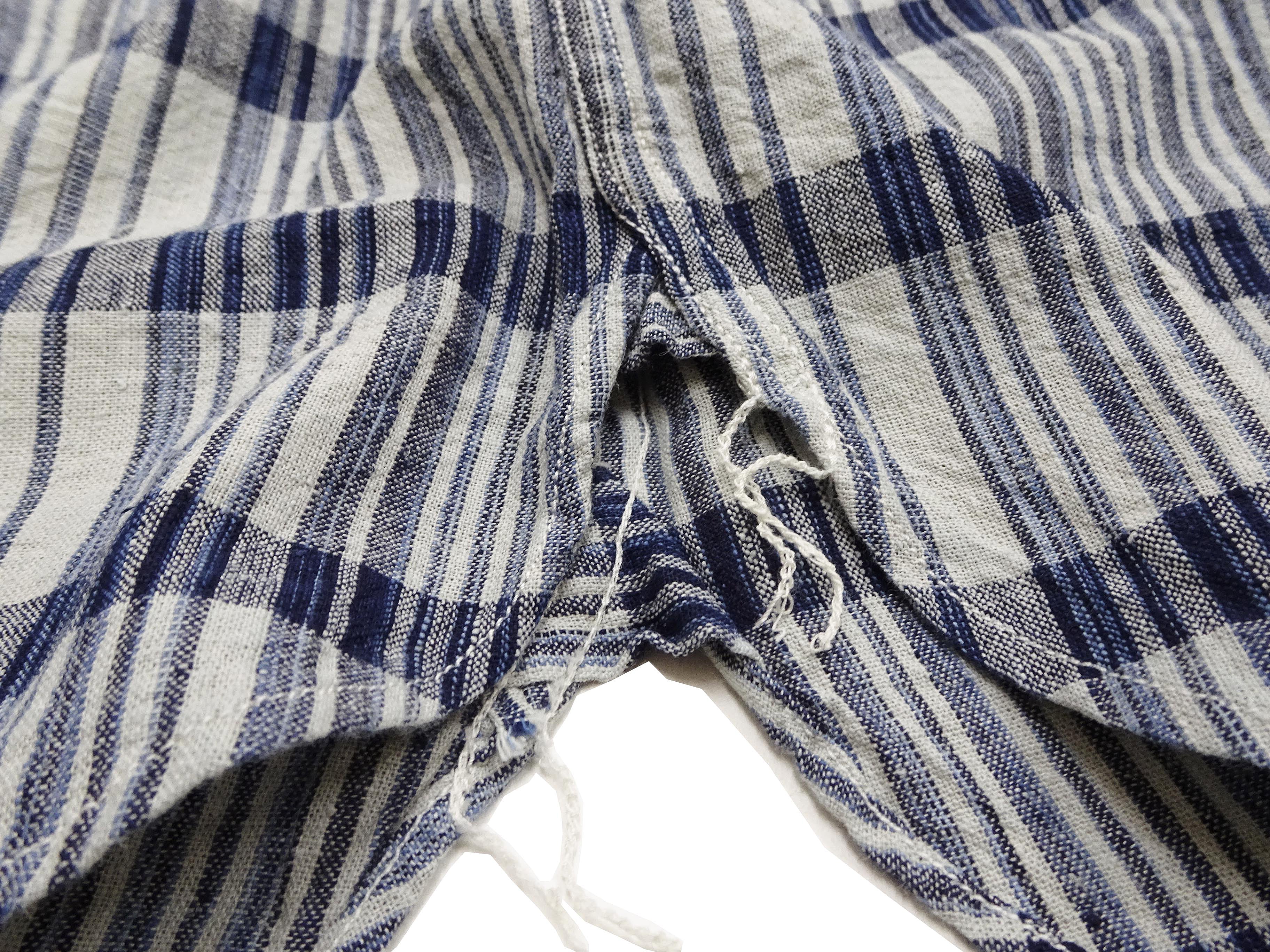 Sugar Cane Men's Indigo Plaid Long-Sleeve Work Shirt - Fiction Romance Collection - 100% Cotton, Inspired by Traditional Japanese Kimono Fabric, Made in Japan (SC29591 401A Off White) - Image 12