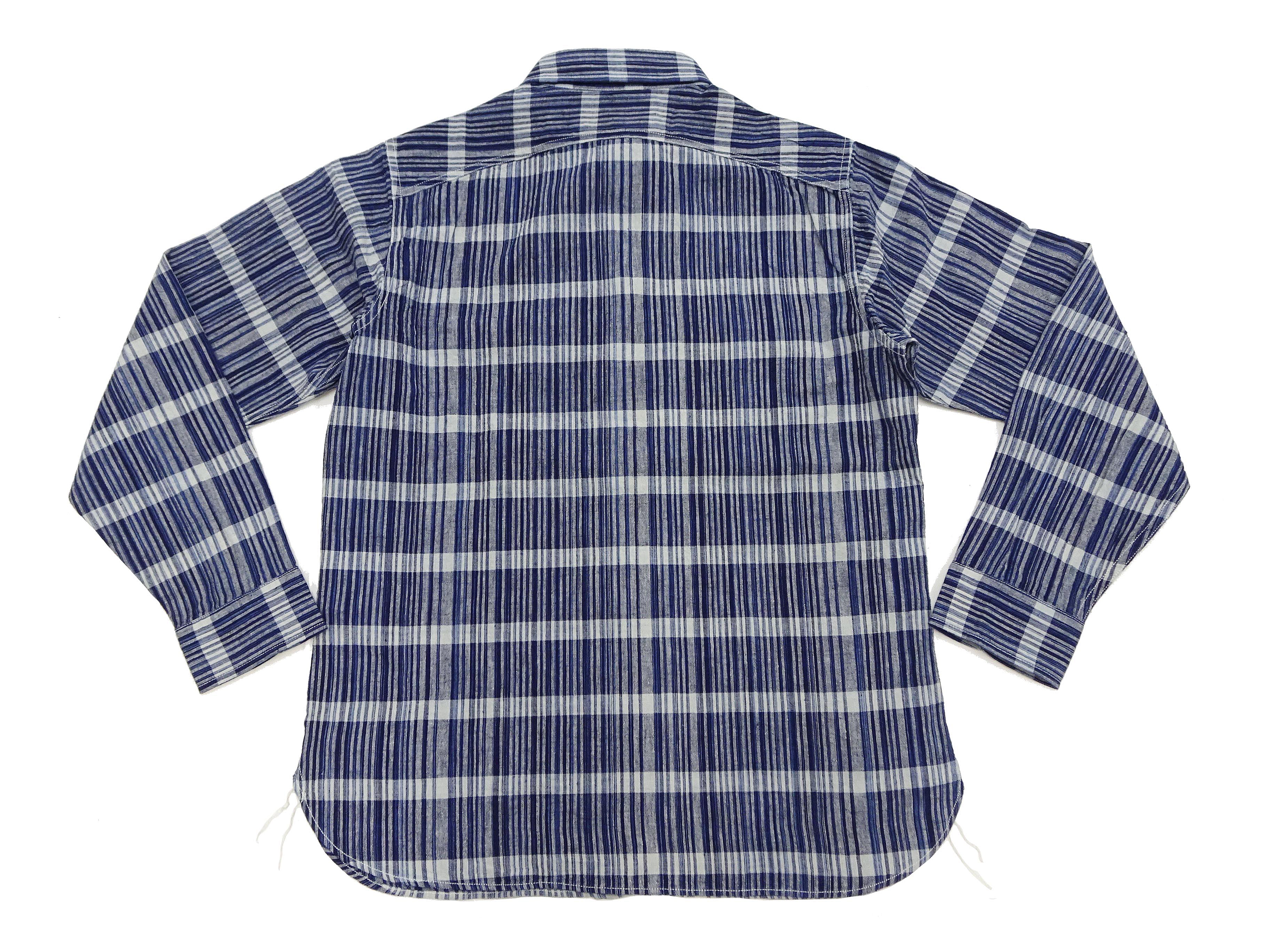 Sugar Cane Men's Indigo Plaid Long-Sleeve Work Shirt - Fiction Romance Collection - 100% Cotton, Inspired by Traditional Japanese Kimono Fabric, Made in Japan (SC29591 421A Navy) - Image 13