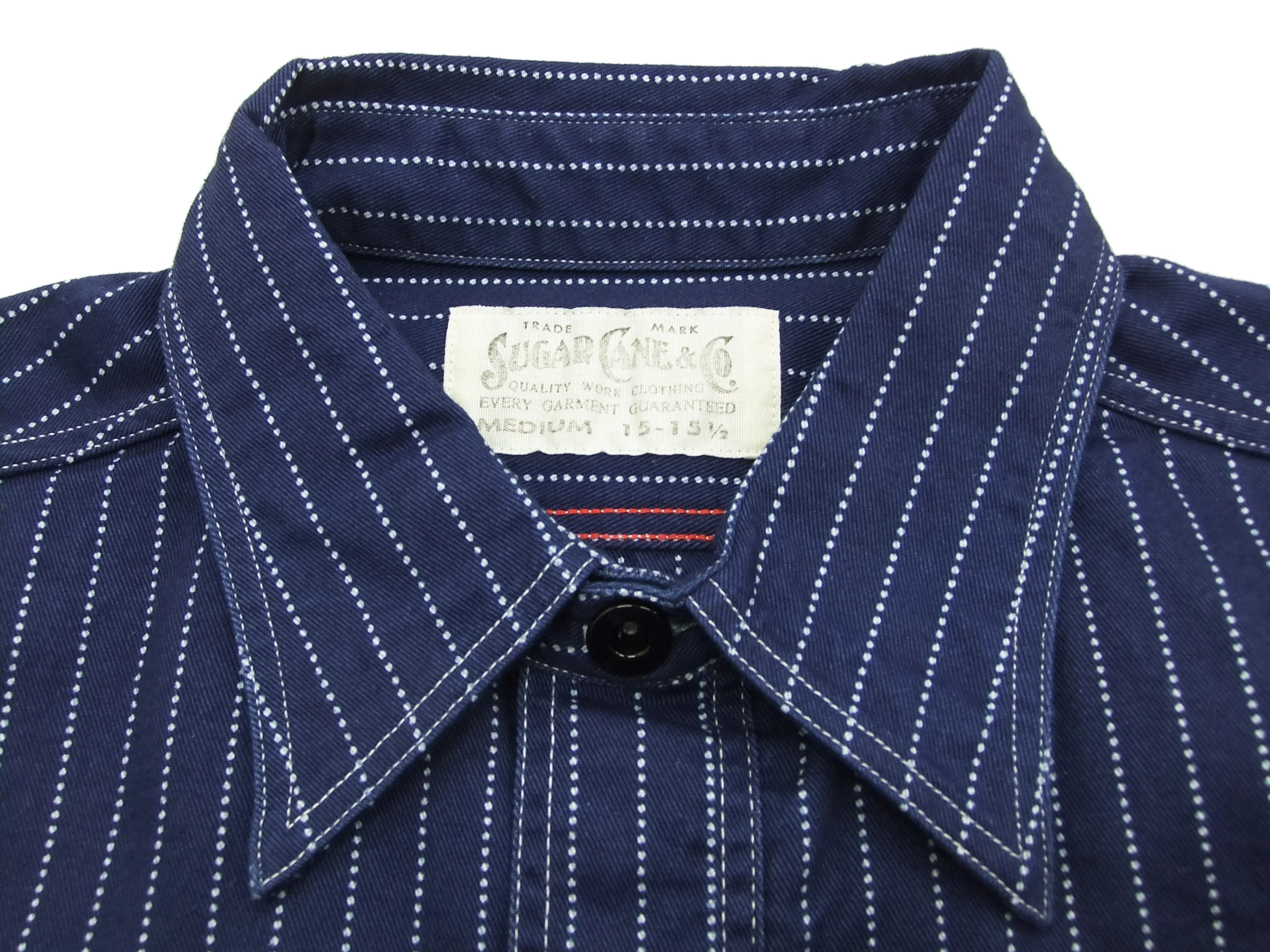 Sugar Cane Men's Indigo Wabash Stripe Work Shirt Long Sleeve Button Up Shirt SC25551A - Image 5