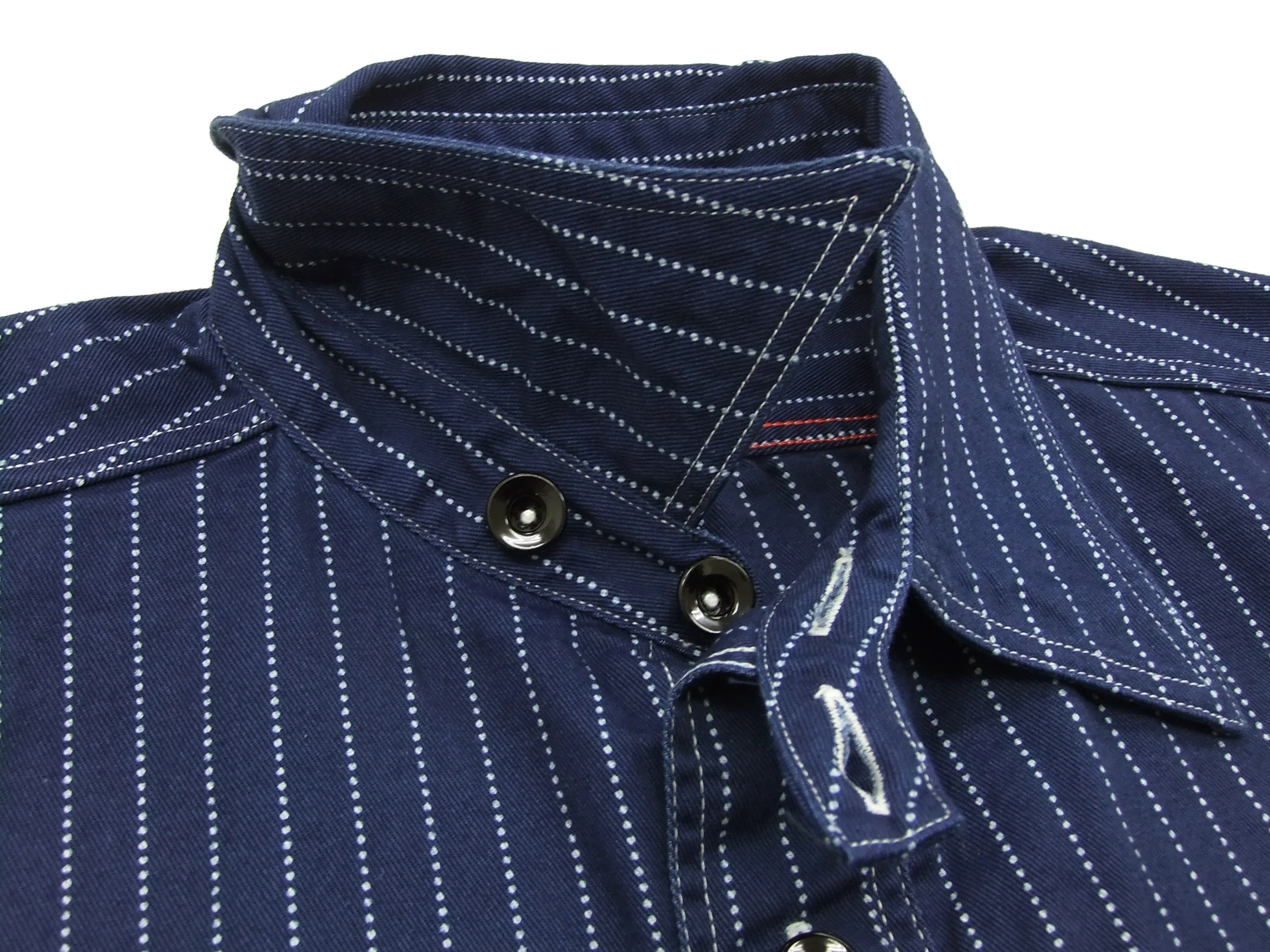 Sugar Cane Men's Indigo Wabash Stripe Work Shirt Long Sleeve Button Up Shirt SC25551A - Image 6