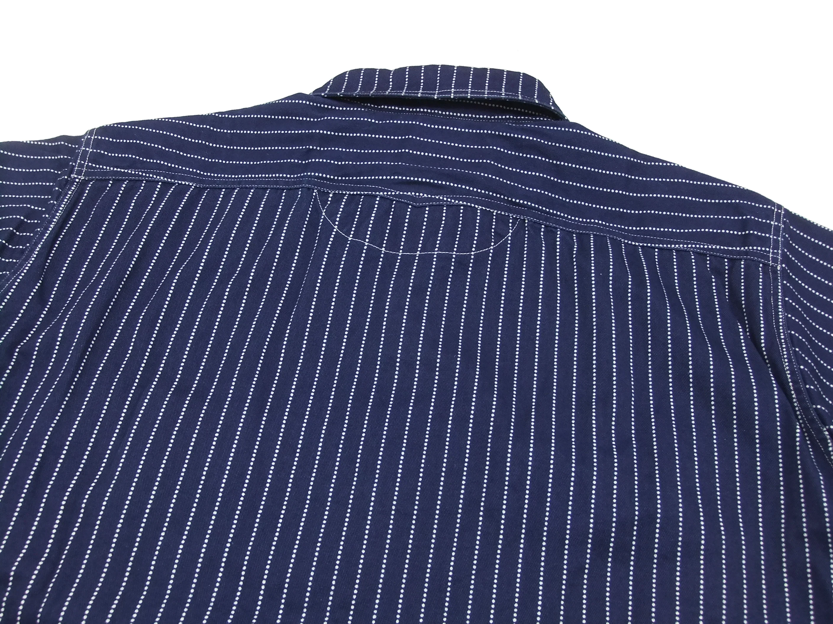 Sugar Cane Men's Indigo Wabash Stripe Work Shirt Short Sleeve Button Up Shirt SC36267A - Image 12