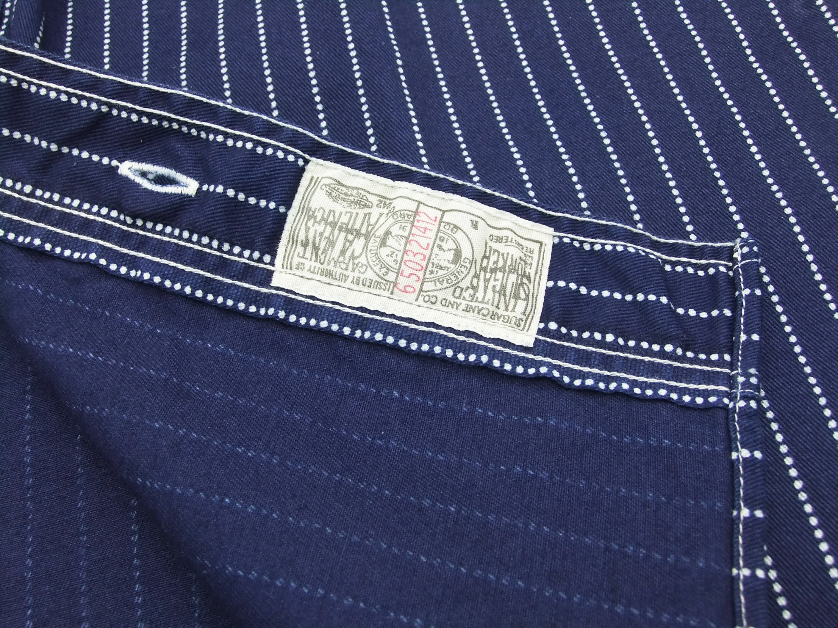 Sugar Cane Men's Indigo Wabash Stripe Work Shirt Short Sleeve Button Up Shirt SC36267A - Image 7