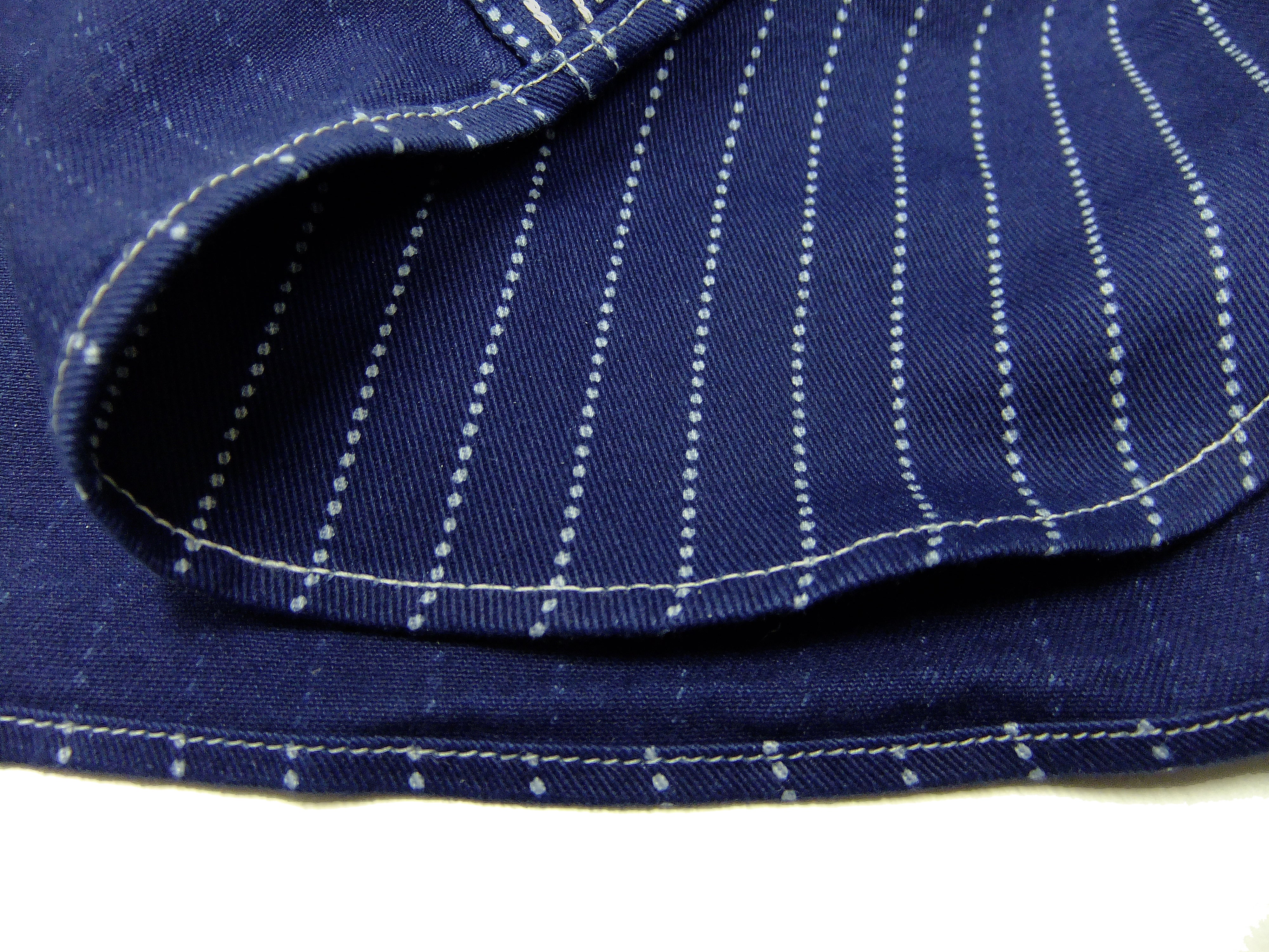 Sugar Cane Men's Indigo Wabash Stripe Work Shirt Short Sleeve Button Up Shirt SC36267A - Image 9