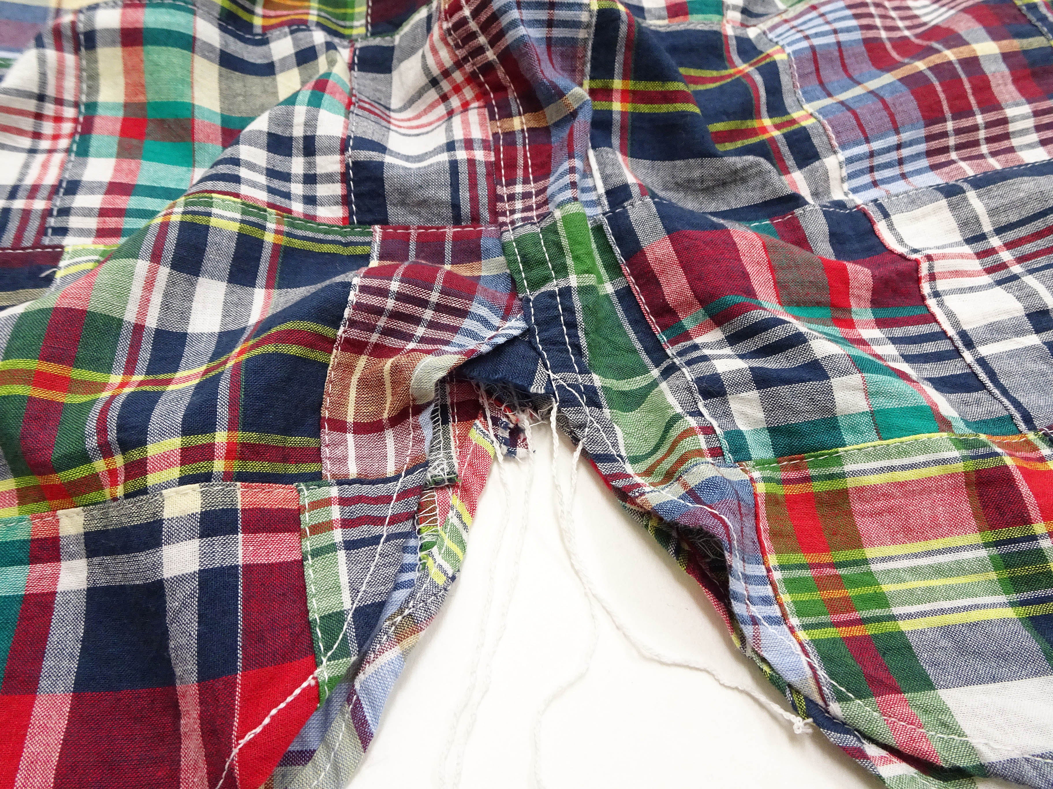 Sugar Cane Men's Long Sleeve Patchwork Madras Button-Down Shirt, Lightweight 100% Cotton Plaid, Made in Japan (SC29736 128 Navy Tone) - Image 13