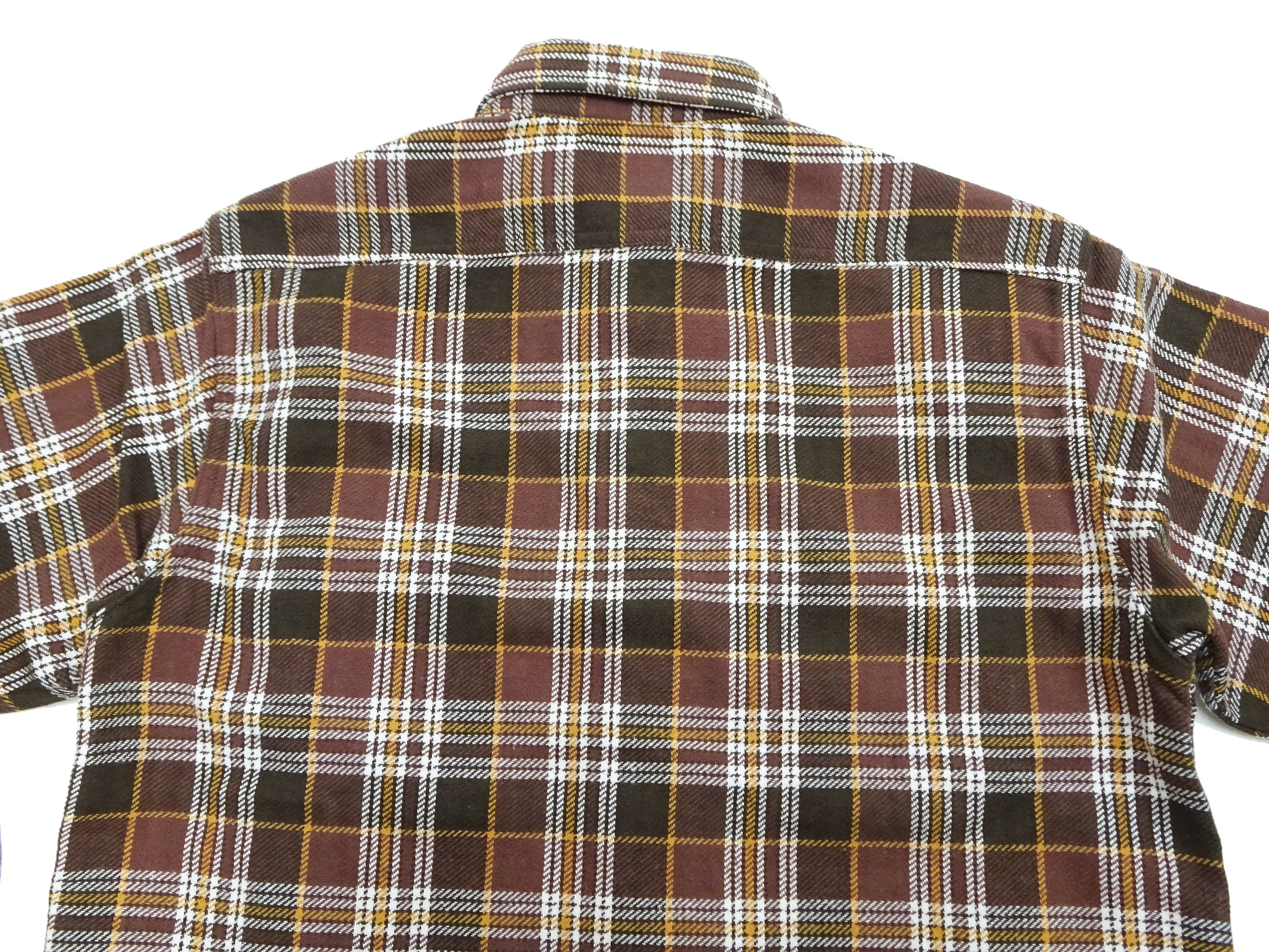 Sugar Cane Men's Long Sleeve Plaid Work Shirt - 100% Cotton Twill, One-Wash, Made in Japan (SC29564 138 Brown) - Image 13