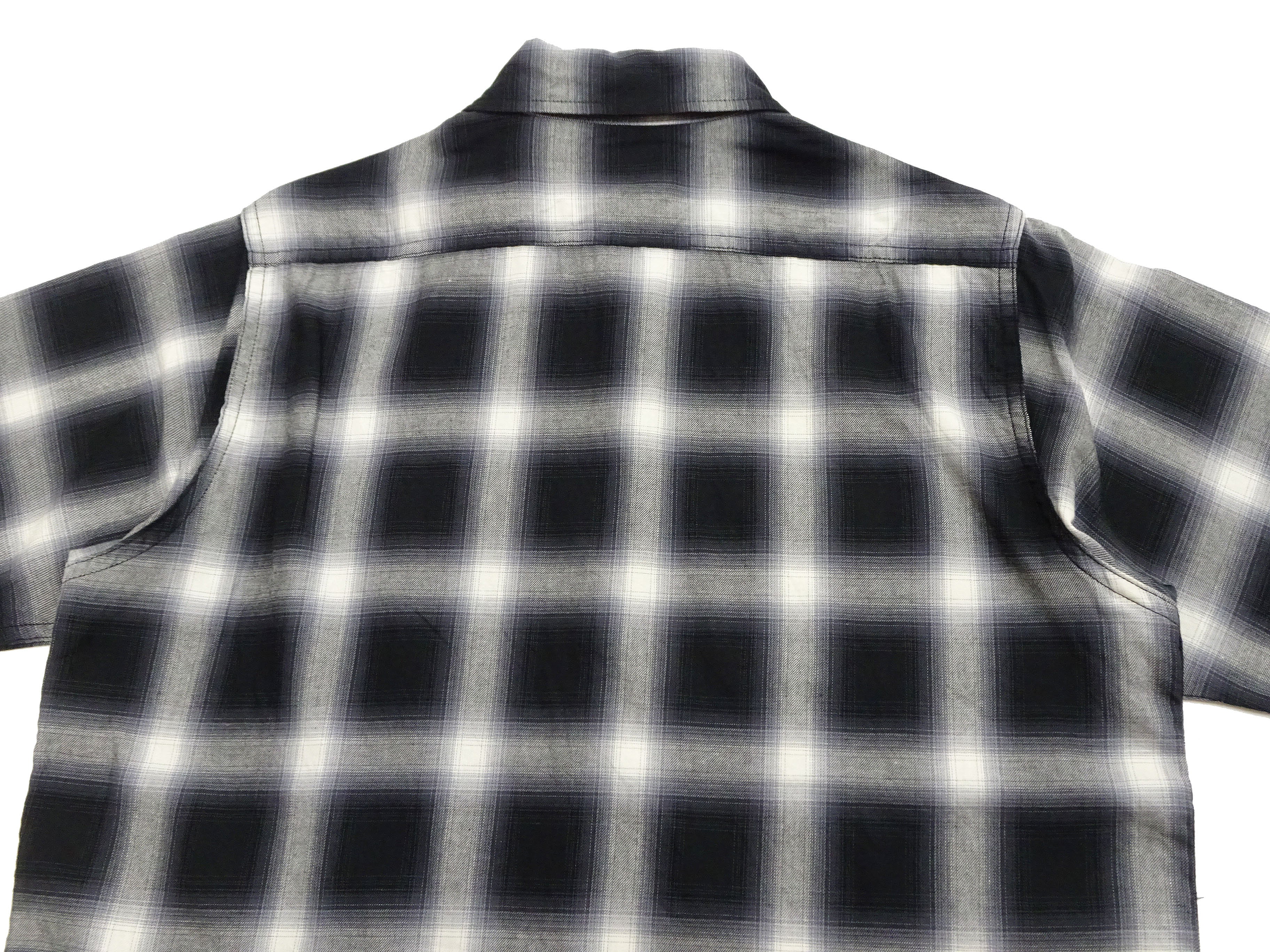 Sugar Cane Ombre Plaid Work Shirt Men's Casual Vintage-Style Short Sleeve Check Button Up Shirt SC39519 119 Black - Image 12