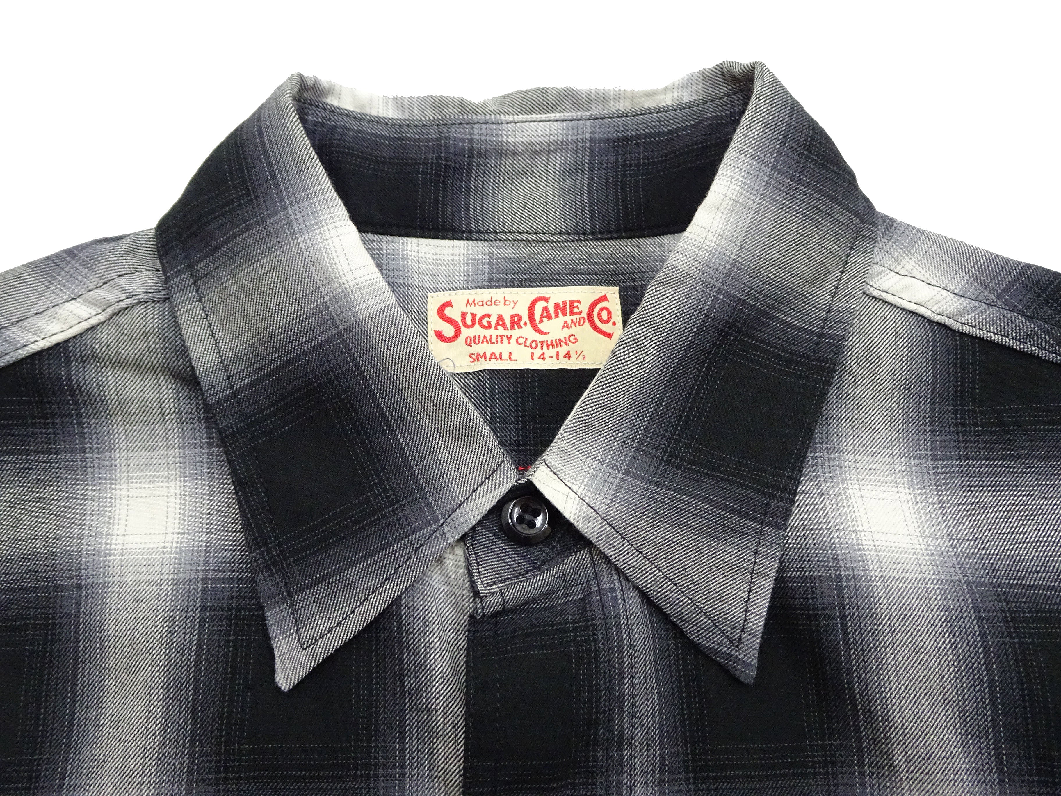 Sugar Cane Ombre Plaid Work Shirt Men's Casual Vintage-Style Short Sleeve Check Button Up Shirt SC39519 119 Black - Image 8