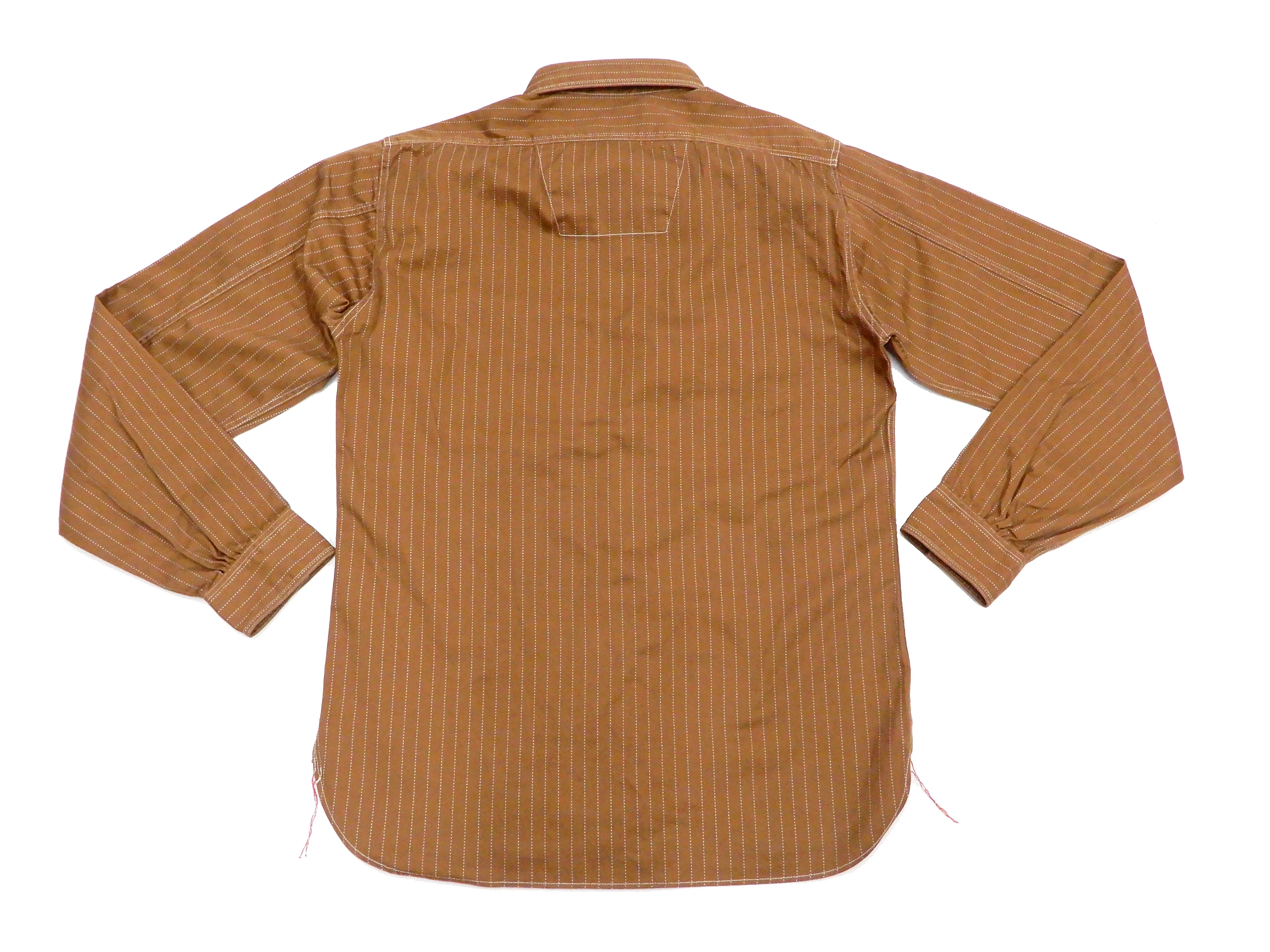Sugar Cane Shirt Men's Brown Color Wabash Stripe Long Sleeve Work Shirt SC28516 - Image 11