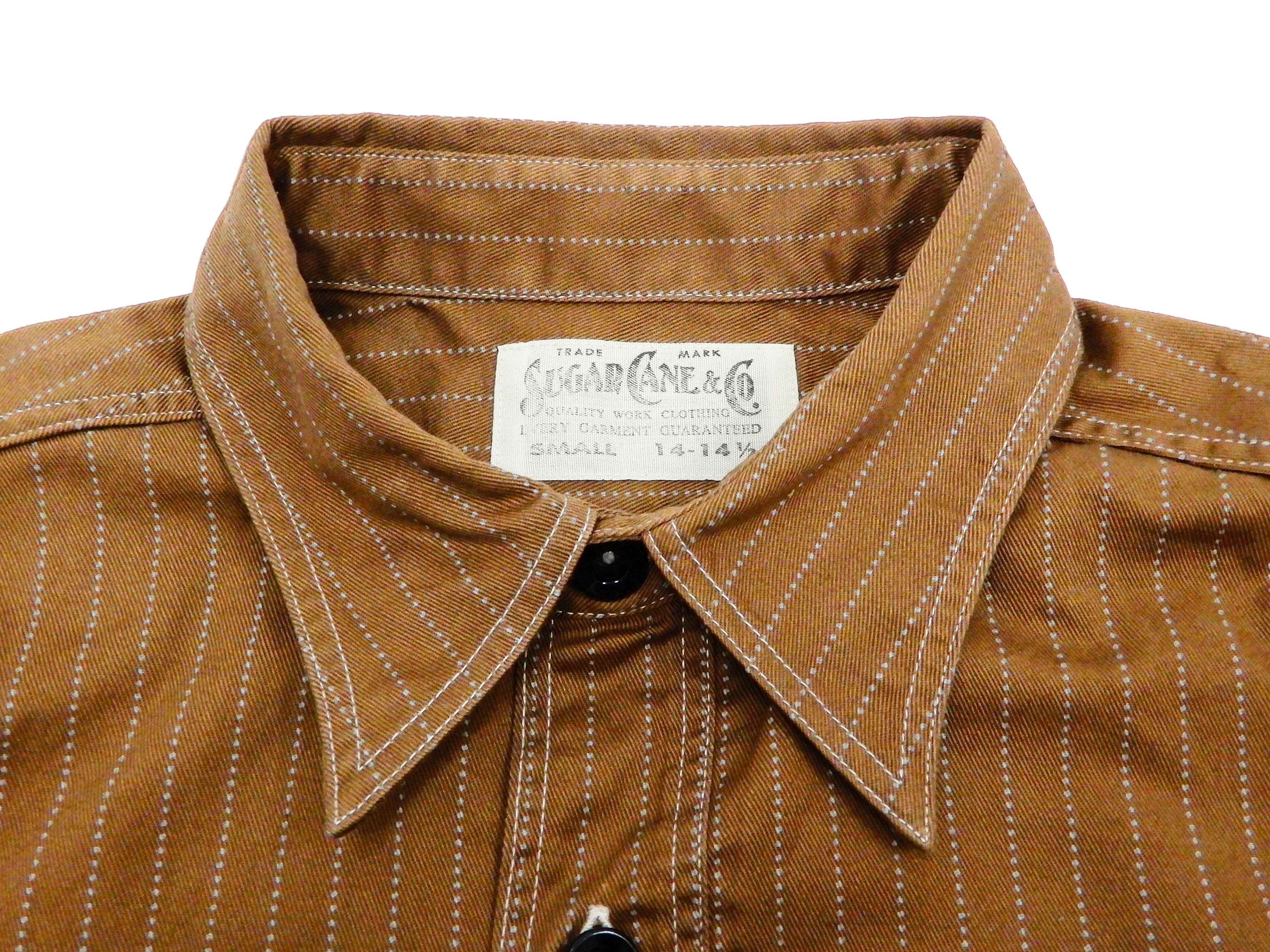 Sugar Cane Shirt Men's Brown Color Wabash Stripe Long Sleeve Work Shirt SC28516 - Image 7