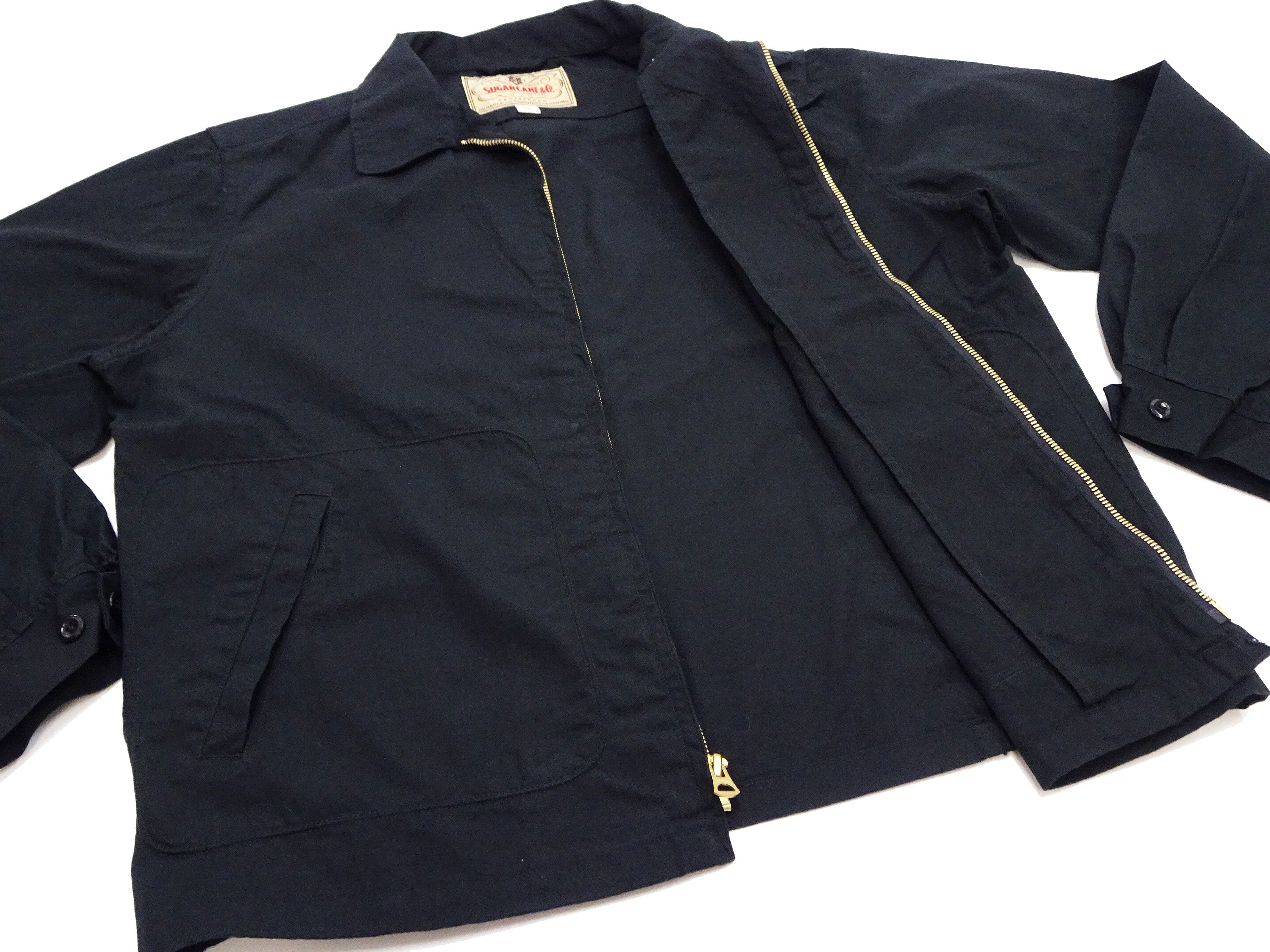 Sugar Cane Sports Jacket Men's Casual 1950s Style Lightweight Unlined Cotton Windbreaker SC15616 119 Black - Image 12