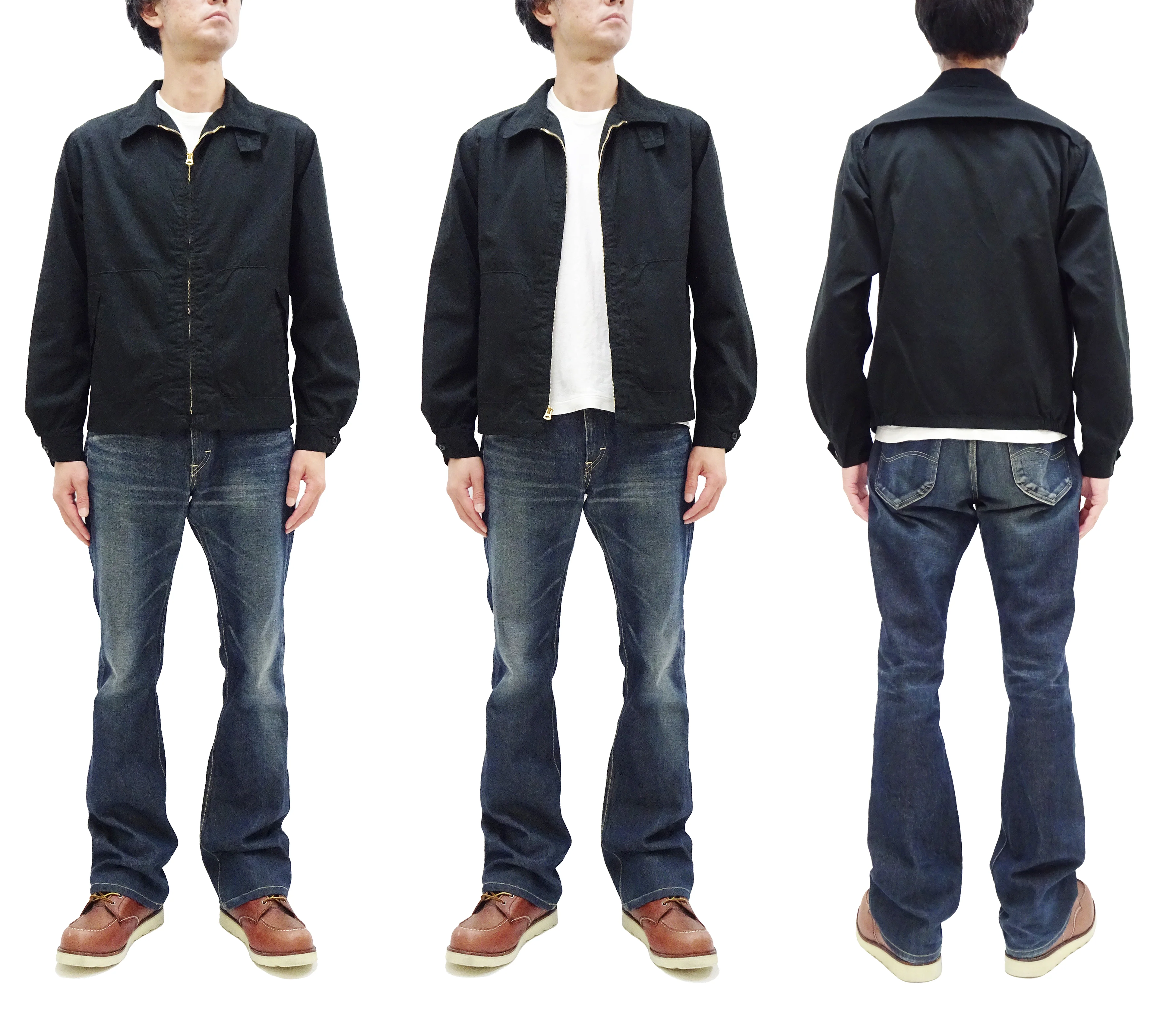 Sugar Cane Sports Jacket Men's Casual 1950s Style Lightweight Unlined Cotton Windbreaker SC15616 119 Black - Image 3