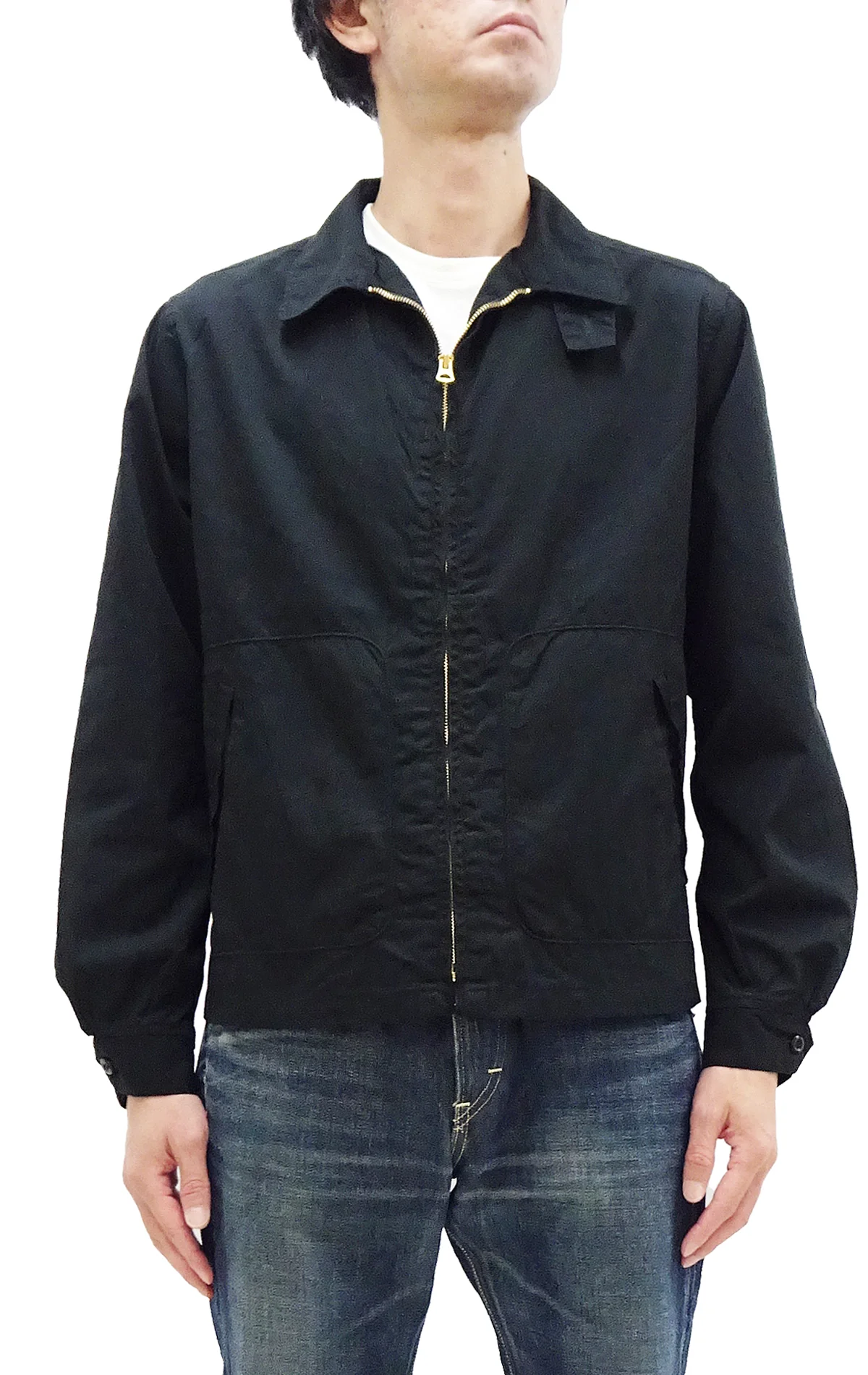 Sugar Cane Sports Jacket Men's Casual 1950s Style Lightweight Unlined Cotton Windbreaker SC15616 119 Black - Image 4