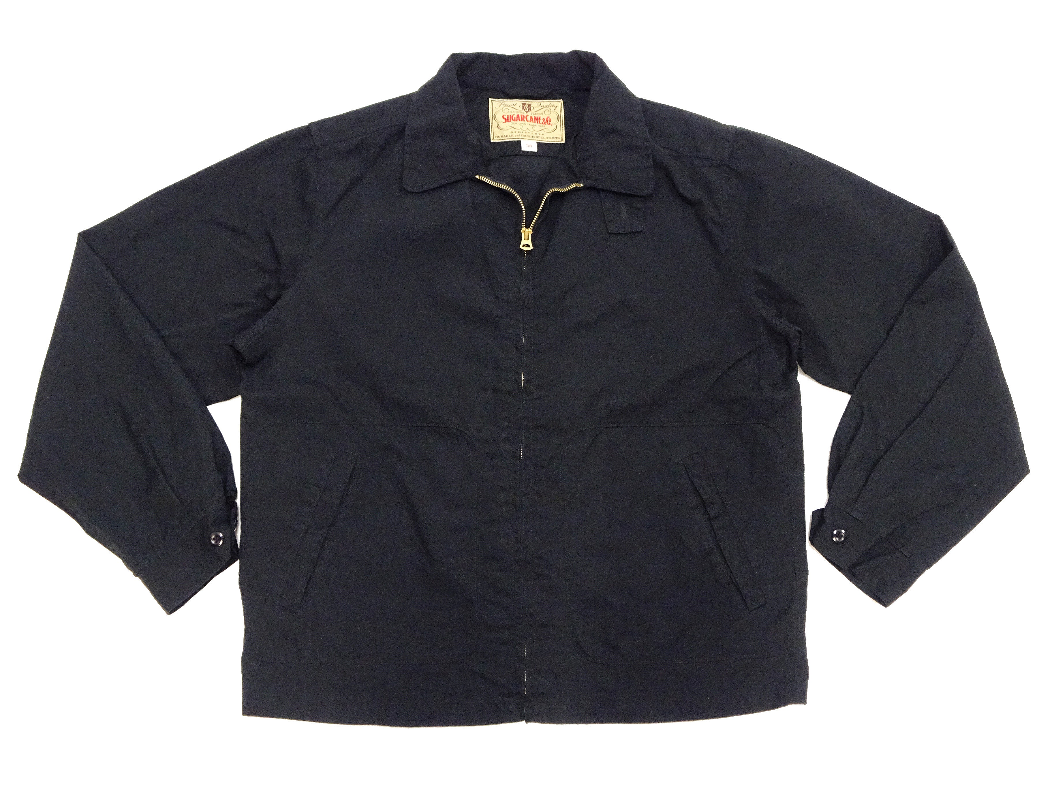 Sugar Cane Sports Jacket Men's Casual 1950s Style Lightweight Unlined Cotton Windbreaker SC15616 119 Black - Image 7