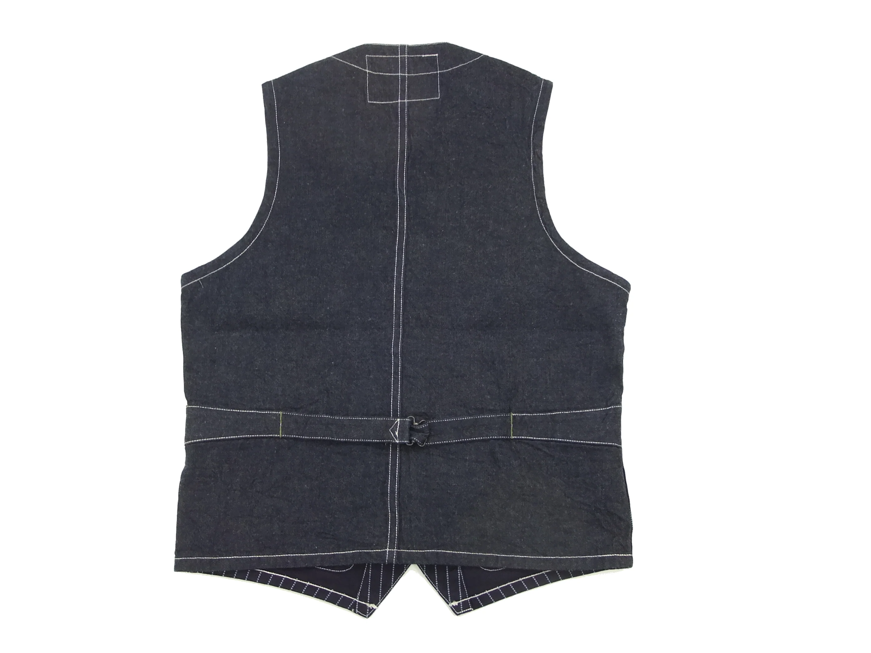 Sugar Cane Vest Men's Casual Indigo Wabash Stripe Work Vest Waistcoat SC12654 - Image 11